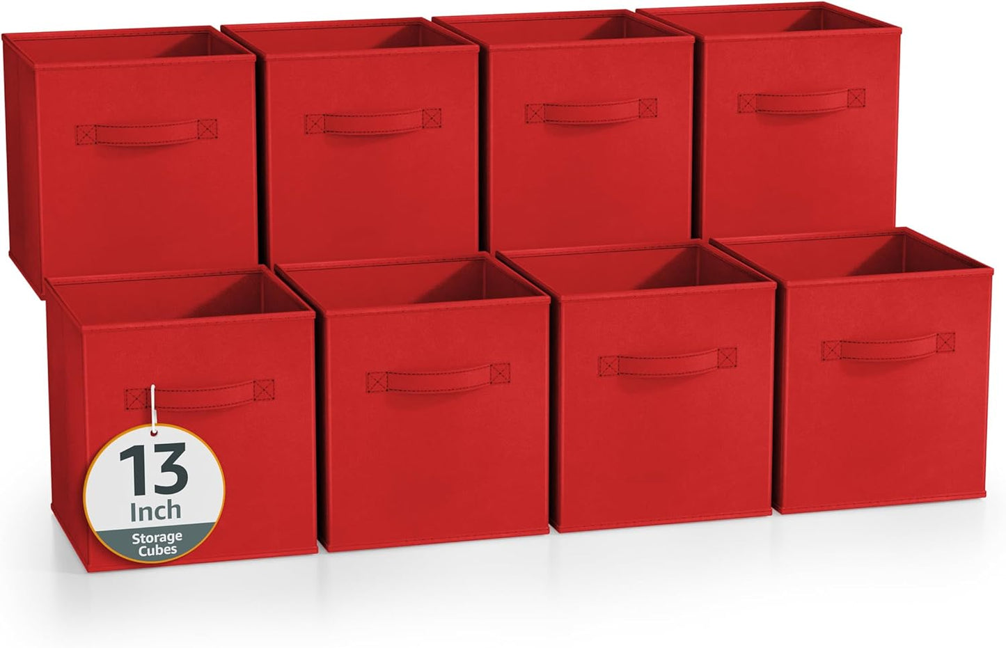 Sorbus 13 Inch Storage Bins - Sturdy Collapsible Fabric Storage Cubes with Handle - 8 Foldable