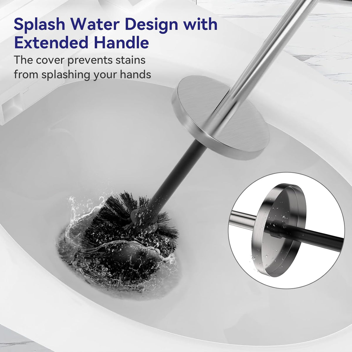 DOWRY Stainless Steel Freestanding Toilet Bowl Brush and Holder with Long Handle for Bathroom