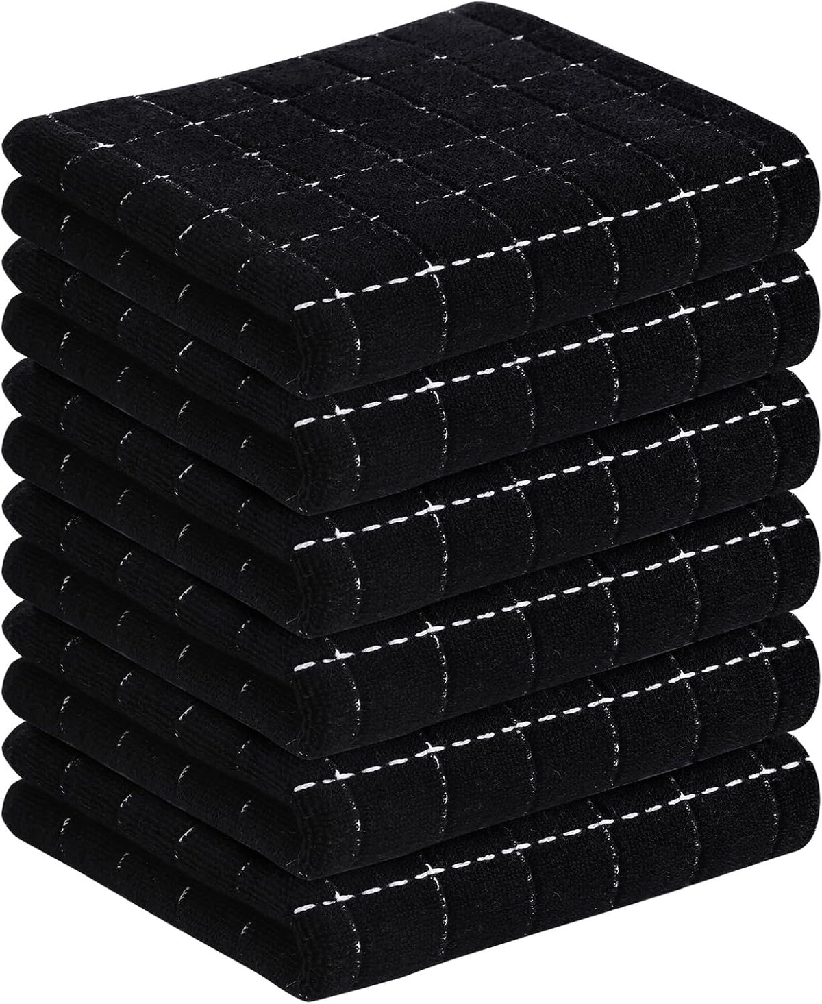 Homaxy 100% Cotton Terry Kitchen Towels(Black, 13 x 28 inches), Checkered Designed, Soft and Super