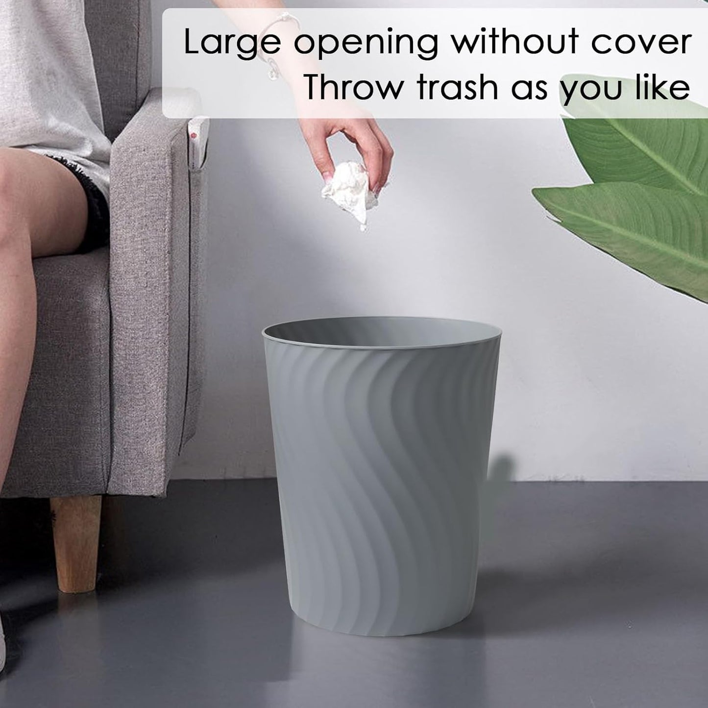 YGJT Small Trash Can, 3 Pack 1.8 Gallons Bathroom Trash Can, Slim Waste Basket, Round Garbage Can