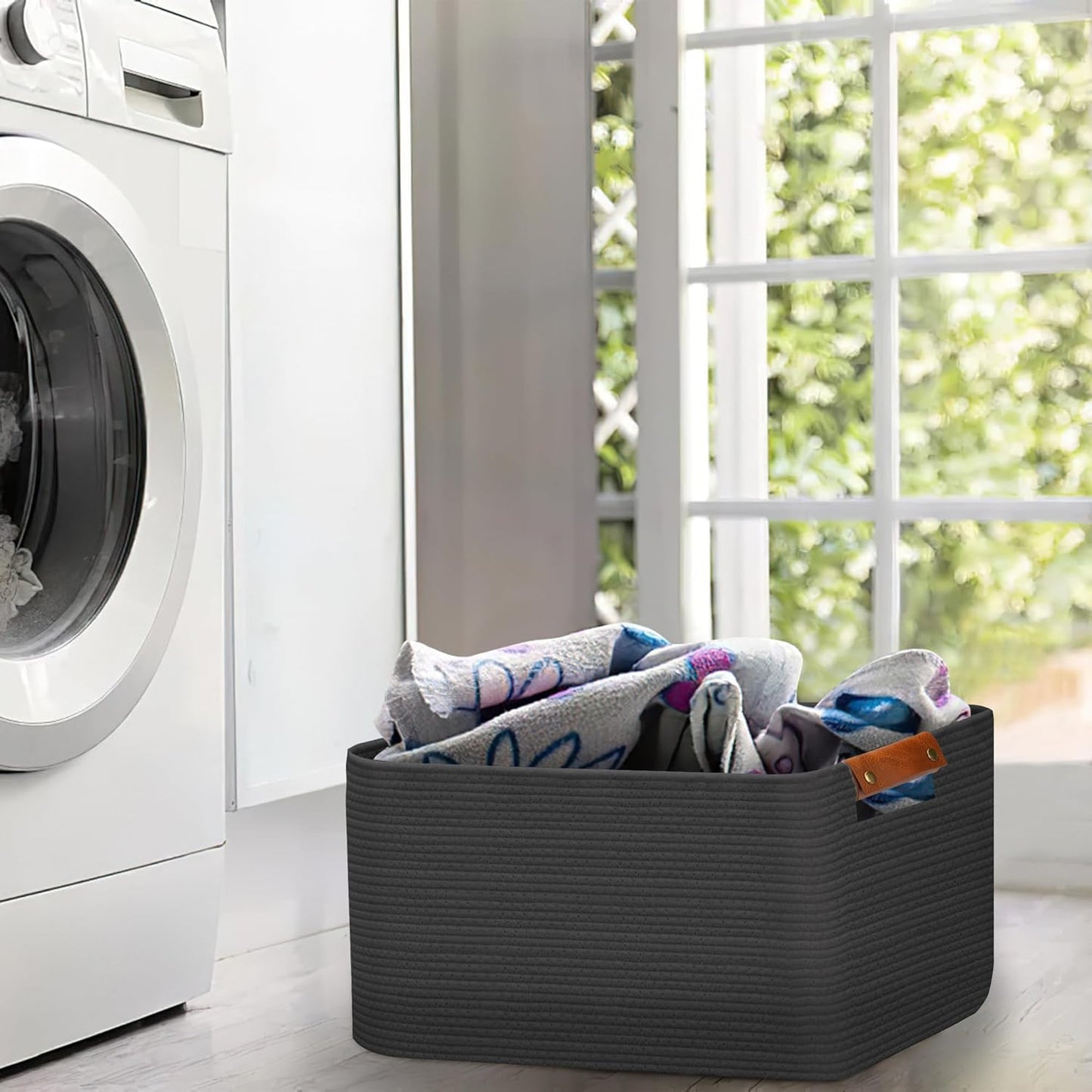 Large Collapsible Laundry Basket, Clothes Hamper for Blanket, Toy, Towels, Woven Baskets for