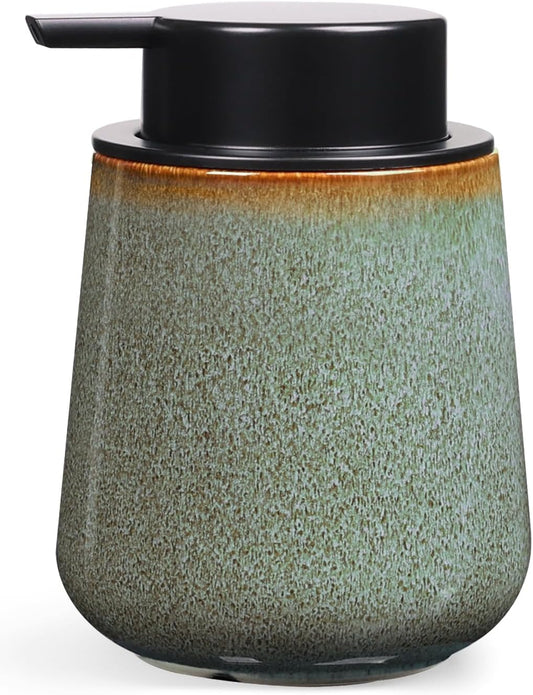 INGOFIN Ceramic Lotion Dispenser - 12 oz Refillable Hand Soap Dispenser Bathroom, Modern Liquid
