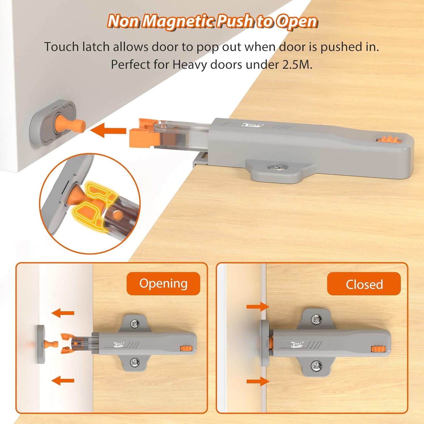 Push Touch Latches for Cabinets, Jiayi 4 Pack Heavy Duty Push Lock Door Latch, Cabinet Press Out