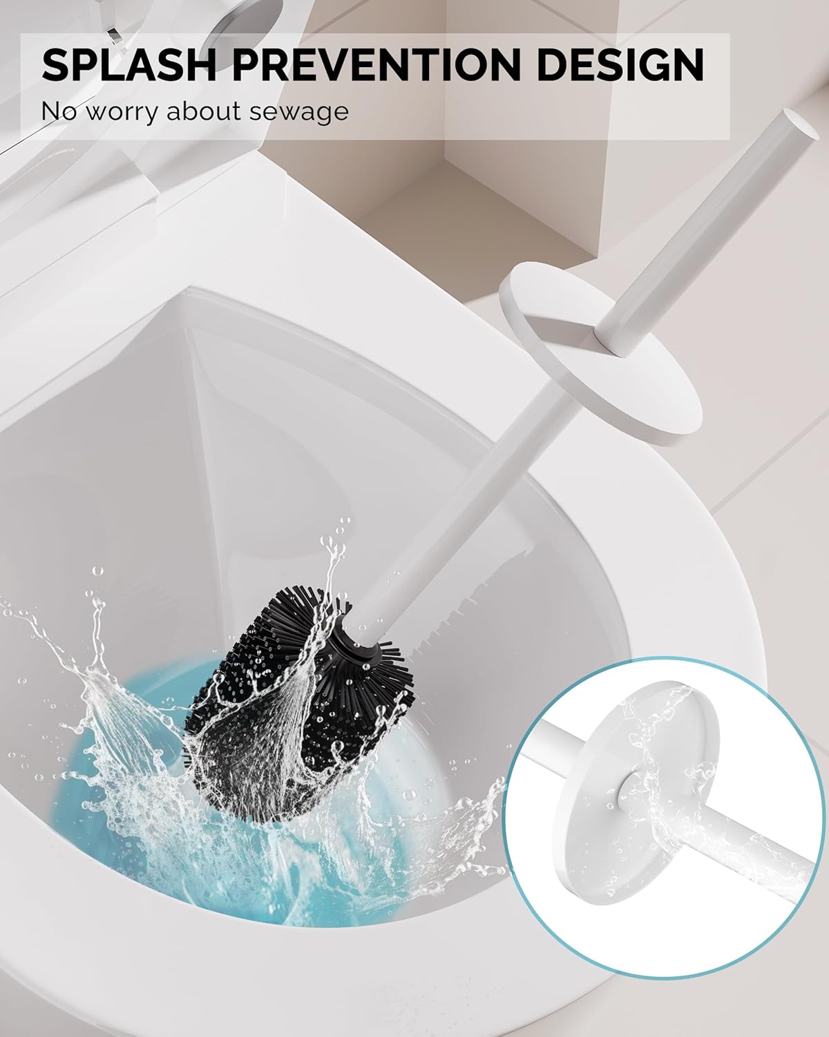 Toilet Brush and Holder Set, Stainless Steel Toilet Bowl Brush with Lid, Rust Proof Toilet Cleaner