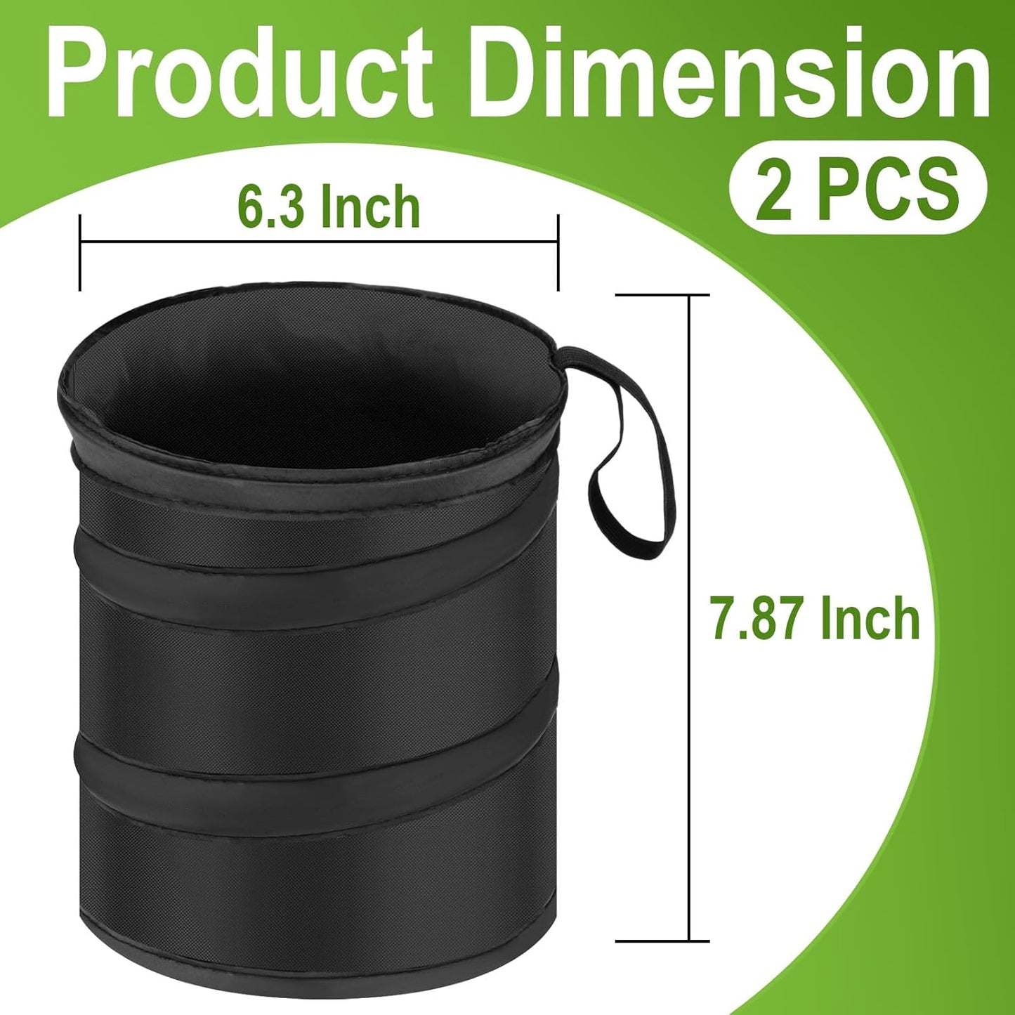 2 PCS Car Trash Can, Collapsible Pop-up Car Garbages Can, Portable Garbage Bin with Elastic Band