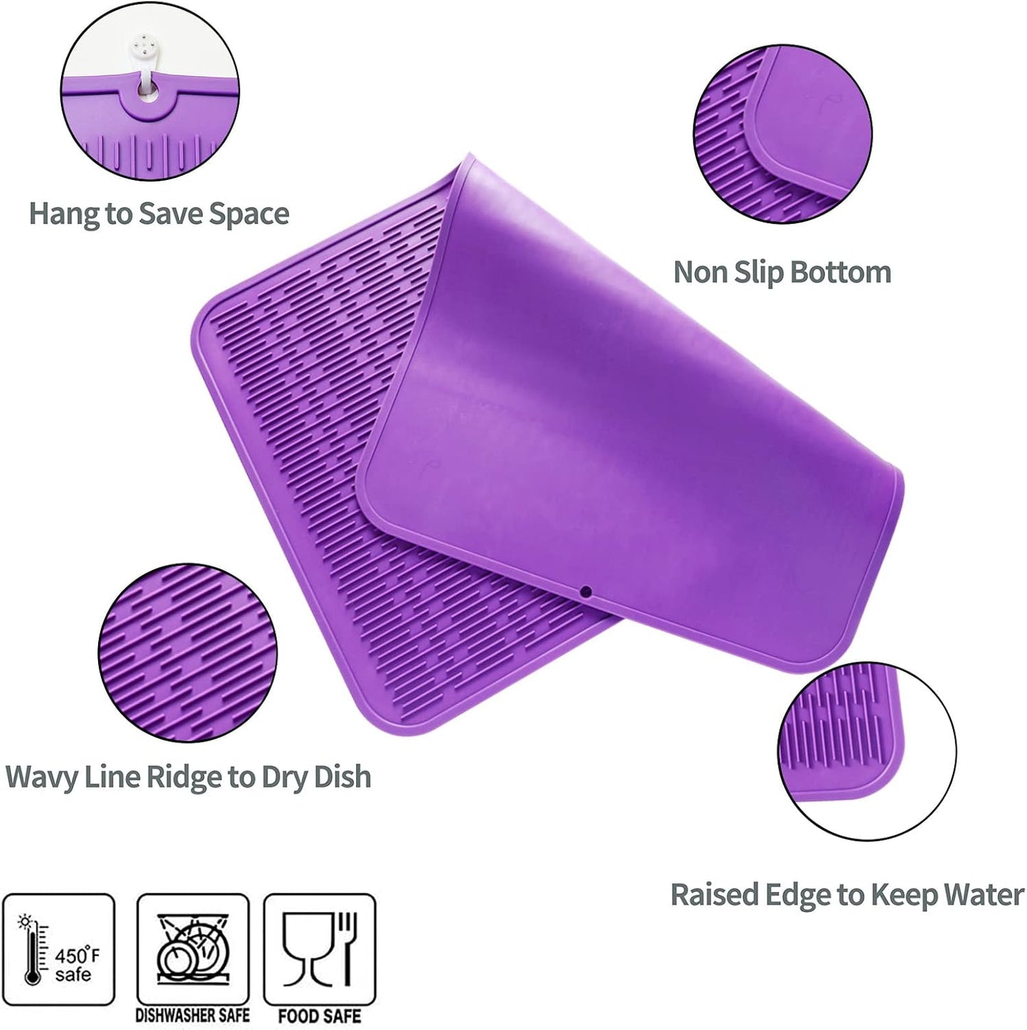 Silicone Dish Drying Mat for Multiple Usage,Easy clean,Eco-friendly,Heat-resistant Silicone Mat for