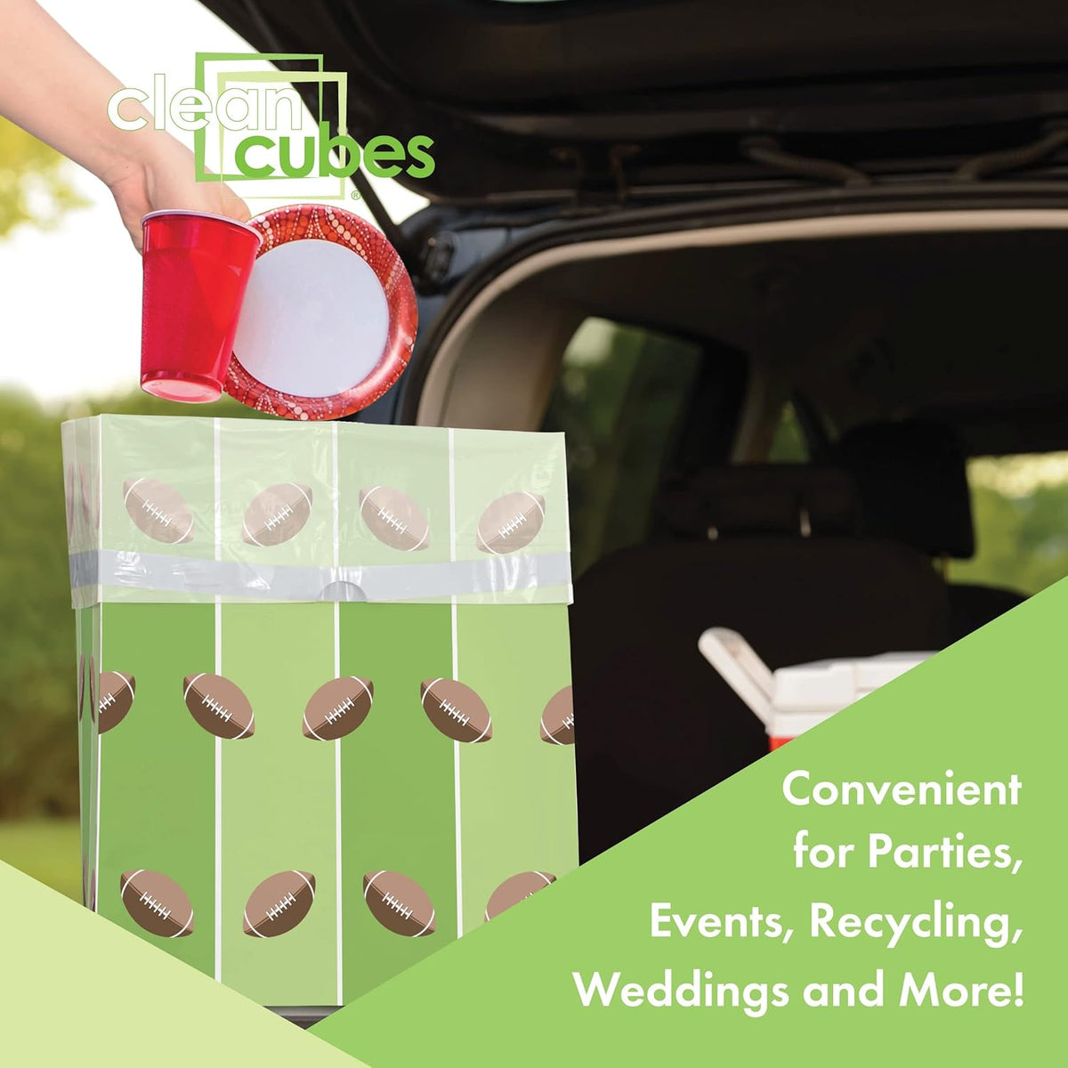 13 Gallon Disposable Pop-Up Trash Cans (3-Pack) with Fitted Bags – Foldable Garbage & Recycling