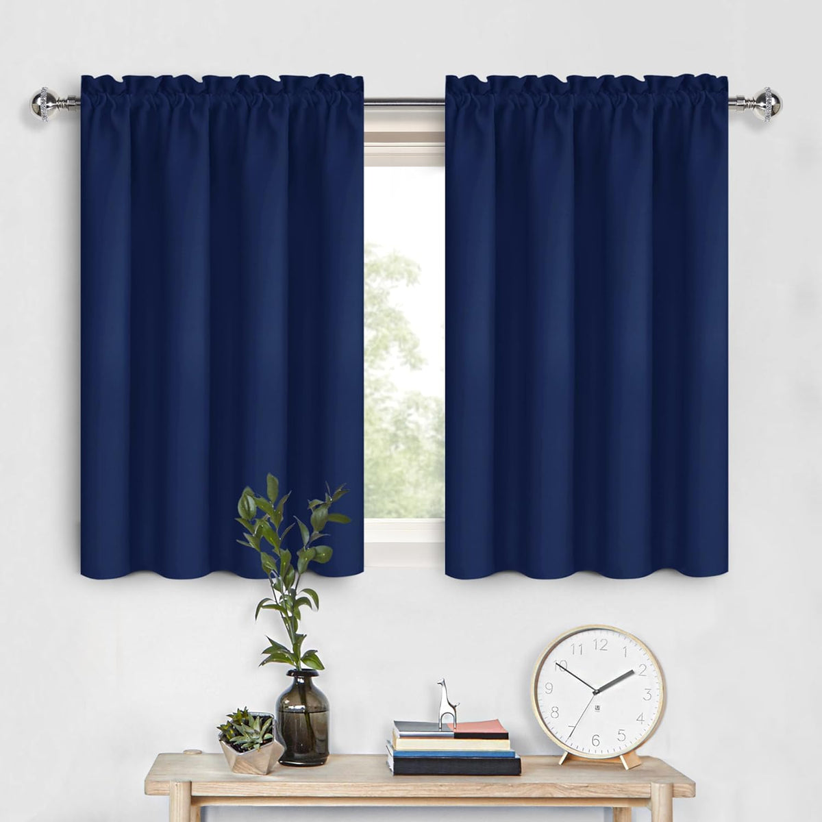 DWCN Short Curtains for Bathroom Windows 36 inches Length 2 Panels Set, Half Small Window Blackout