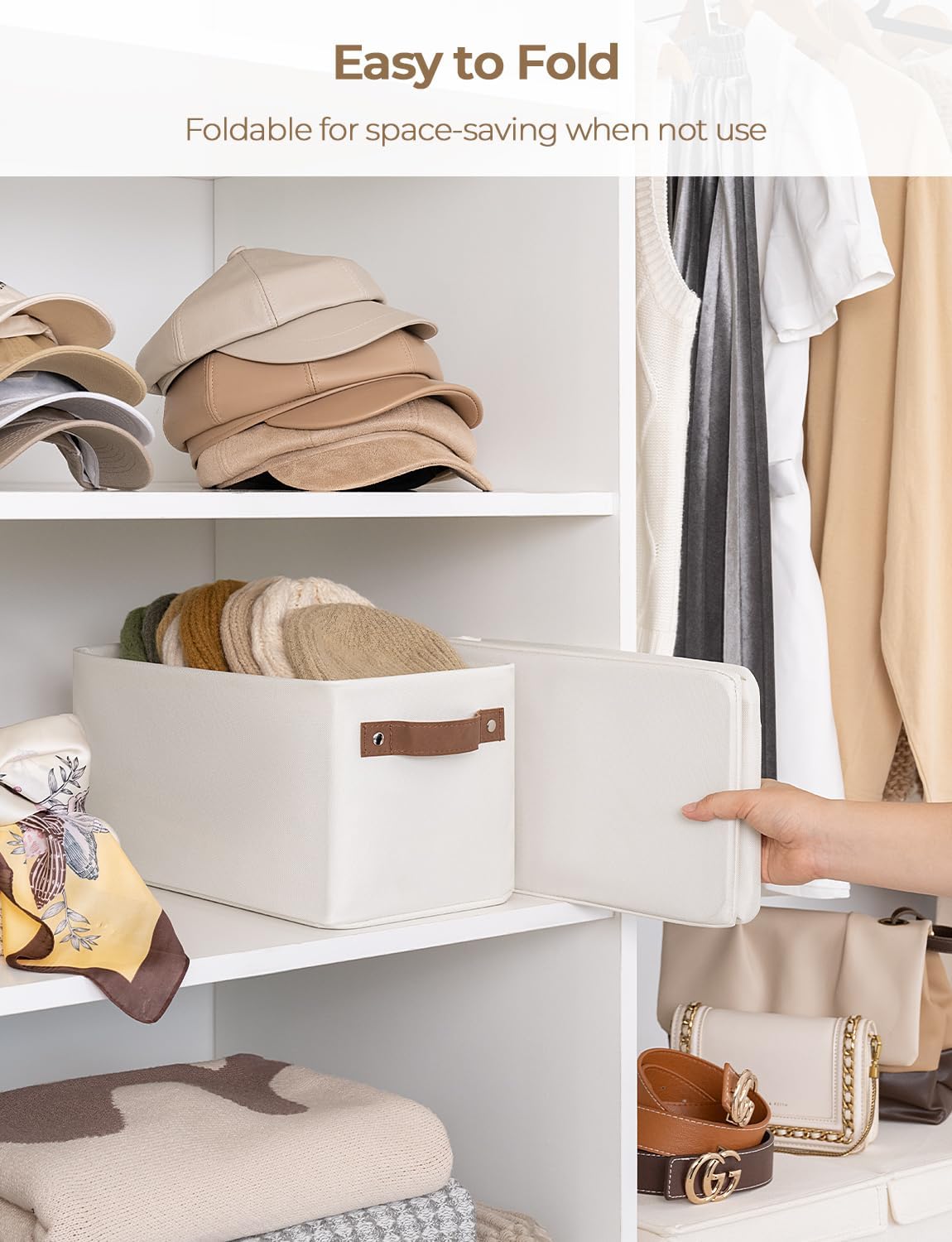 StorageWorks Narrow Storage Bins, Small Basket for Closet and Shelves, Rectangular Fabric Organizer