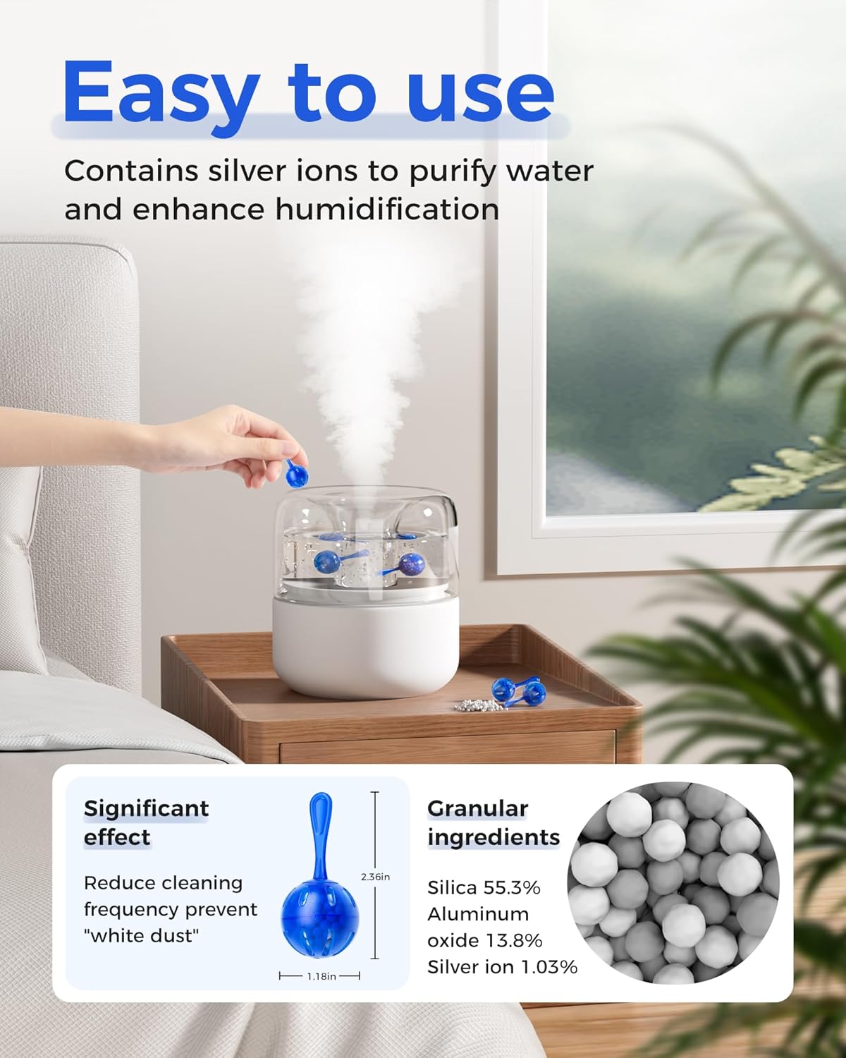 Humidifier Cleaner Anti-Scale Balls: Stop White Dust, Extend Humidifier Life, Prevents Hard Water
