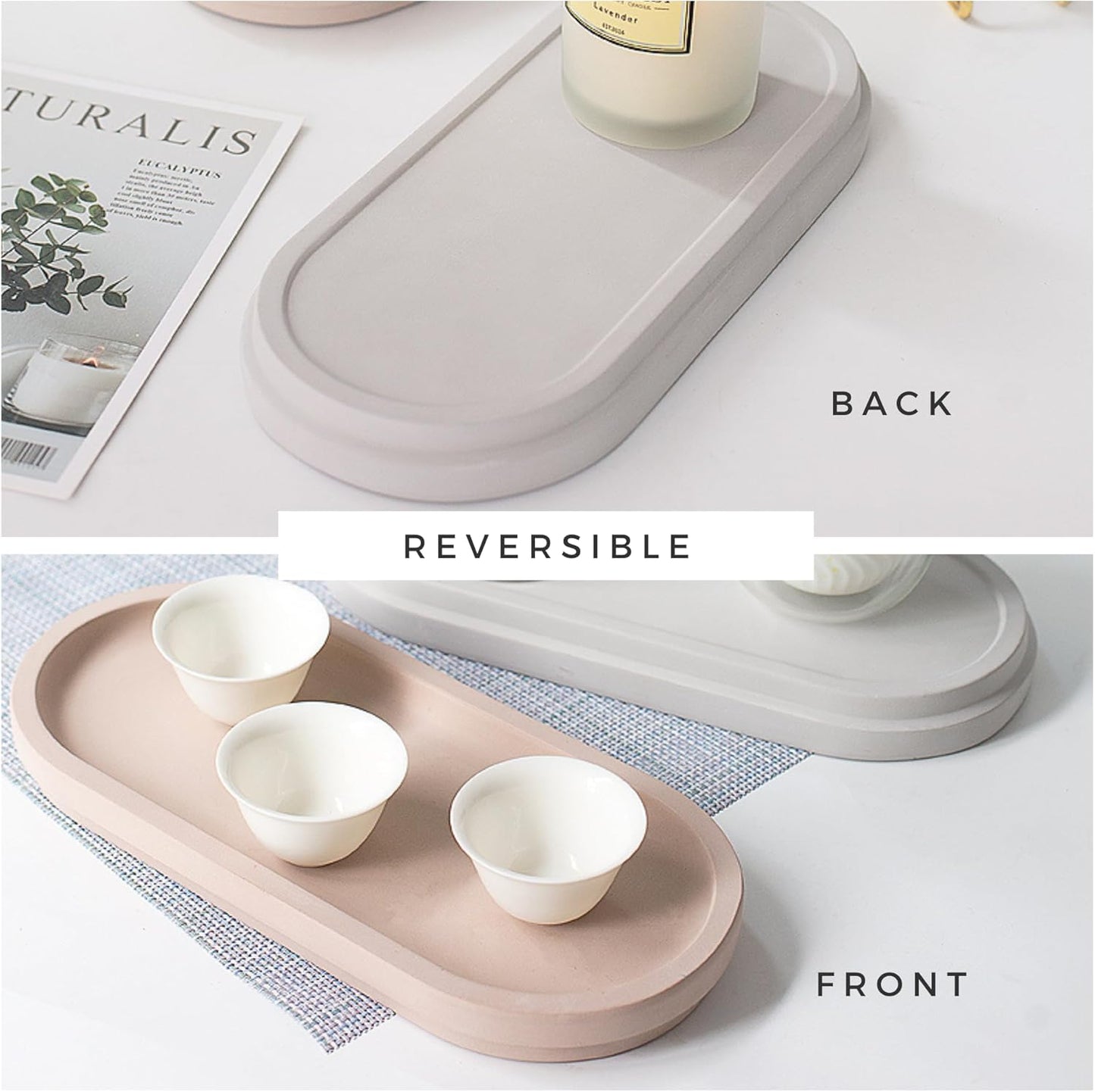 Selegna Diatomaceous Earth Stone Sink Tray - Quick Drying, Reversible Tray for Kitchen & Bathroom