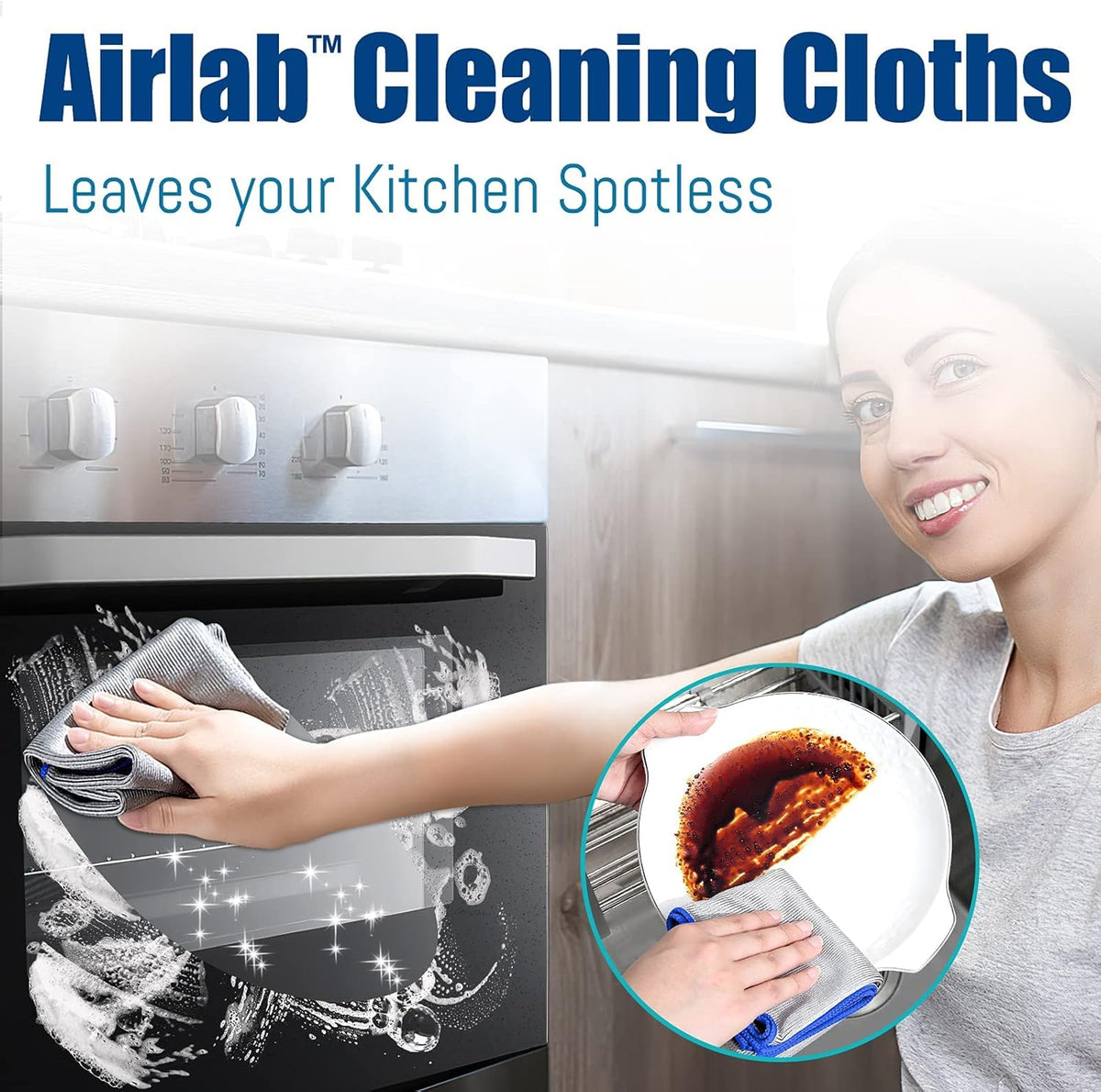 Streak Free Miracle Cleaning Cloth Easy Clean Pack of 8-12" x 16" Microfiber Dish Cloths Glass