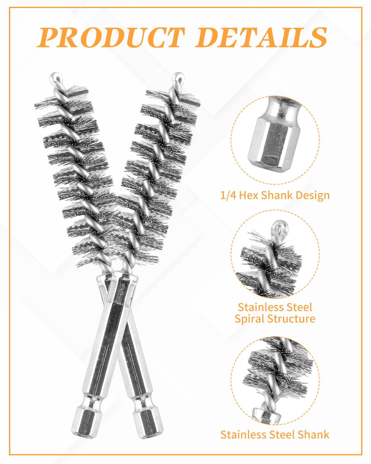 24 pcs Bore Brush for Drill, Stainless Steel Wire Cleaning Brush Set, Abrasive Wire Bore Brushes