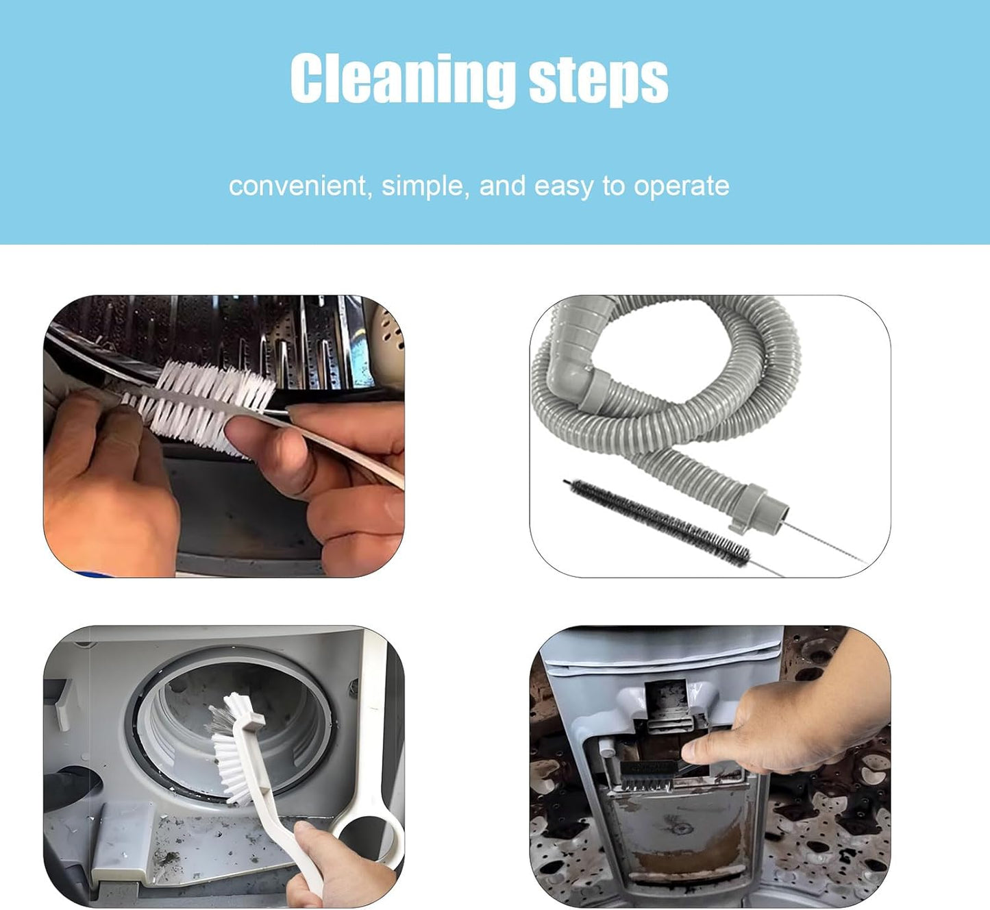 Washing Machine Cleaning Brush,Dryer Cleaning Brush,Crevice Brush for Bathroom, Shower & Kitchen