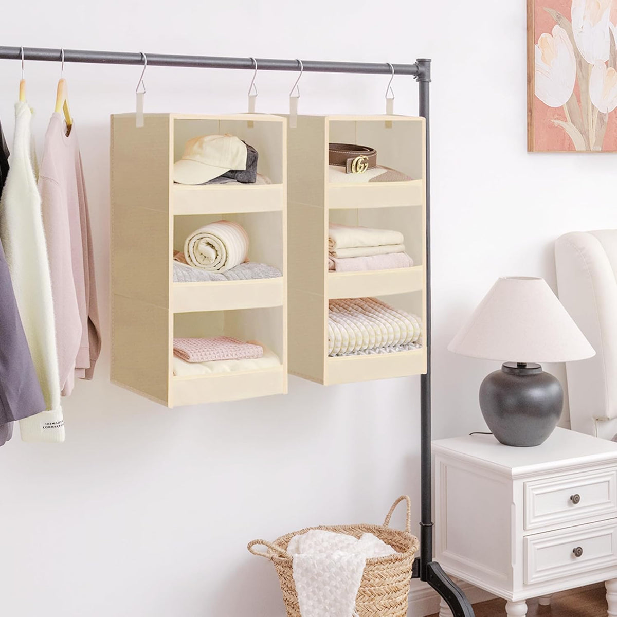 GRANNY SAYS 3 Shelf Hanging Closet Organizers and Storage, Collapsible Closet Storage Organizer