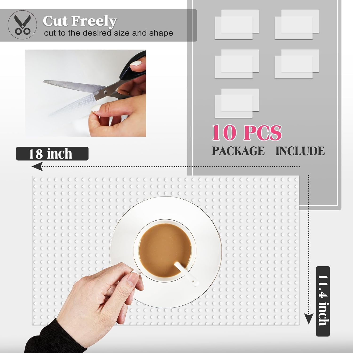 10Pcs Refrigerator Liners, Washable Fridge Liner Shelf Mats Refrigerator Pads for Cupboard Cabinet