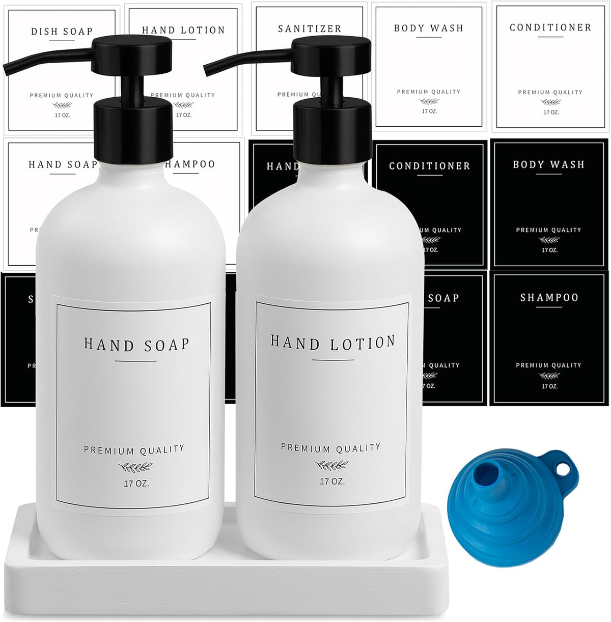 Kitchen Soap Dispenser - Hand and Dish Soap Dispenser Set, Bathroom Glass Soap and Lotion Dispenser