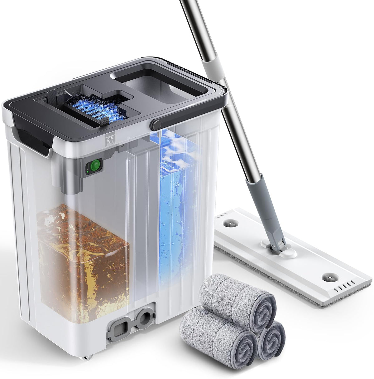 ADICOM Mop and Bucket Set | Auto-Spray Cleaning | Dirty Water Separation