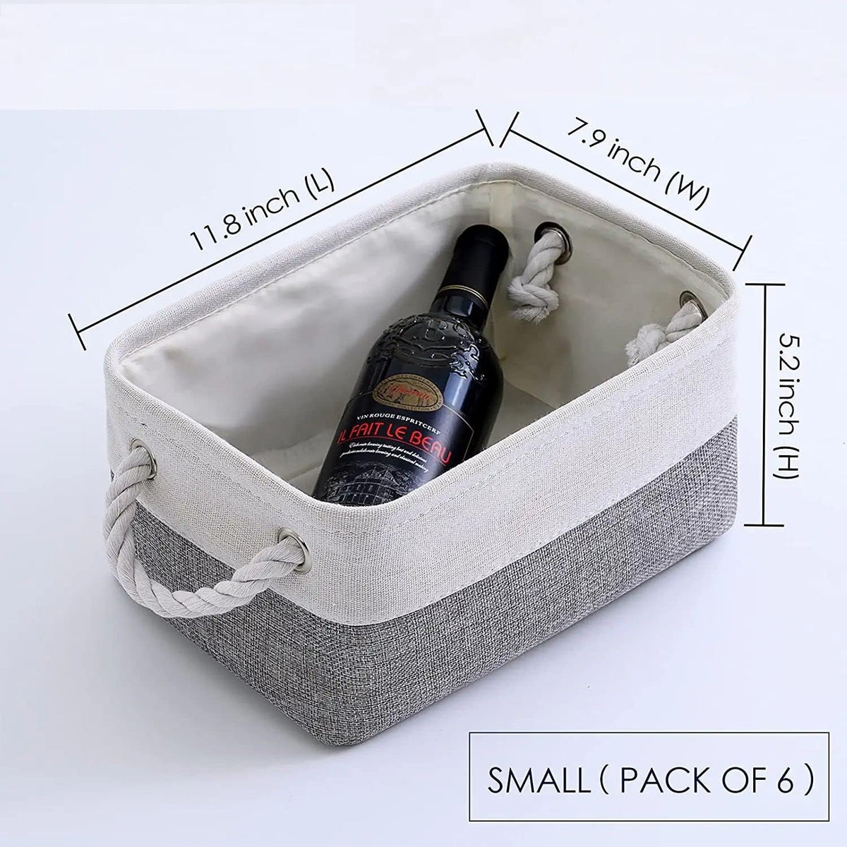 TcaFmac Small Storage Baskets for Shelf 6 Pack Canvas Storage Basket with Handles Fabric Storage