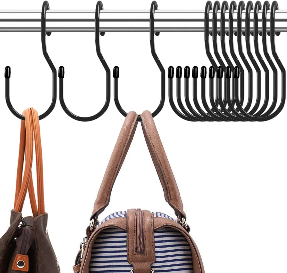 Purse Hanger for Closet, Unique Twist Design Bag Hanger Purse Hooks, 5 inch Large Size Closet Rod