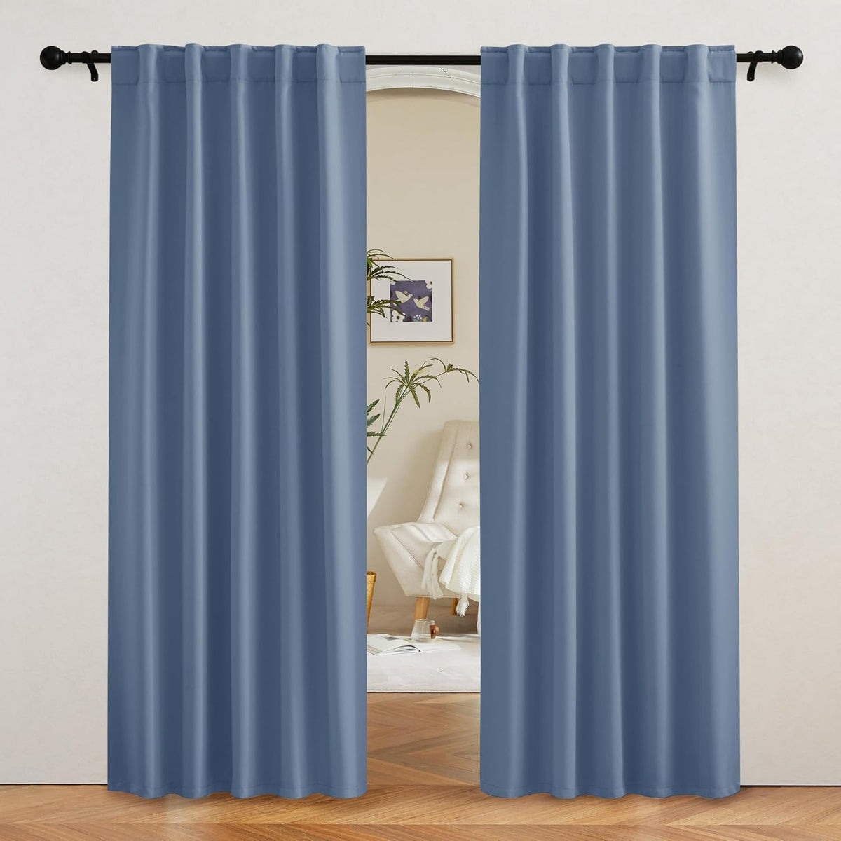 RYB HOME Coastal Blackout Curtains for Bedroom - Thermal Insulated Curtains and Drapes Privacy