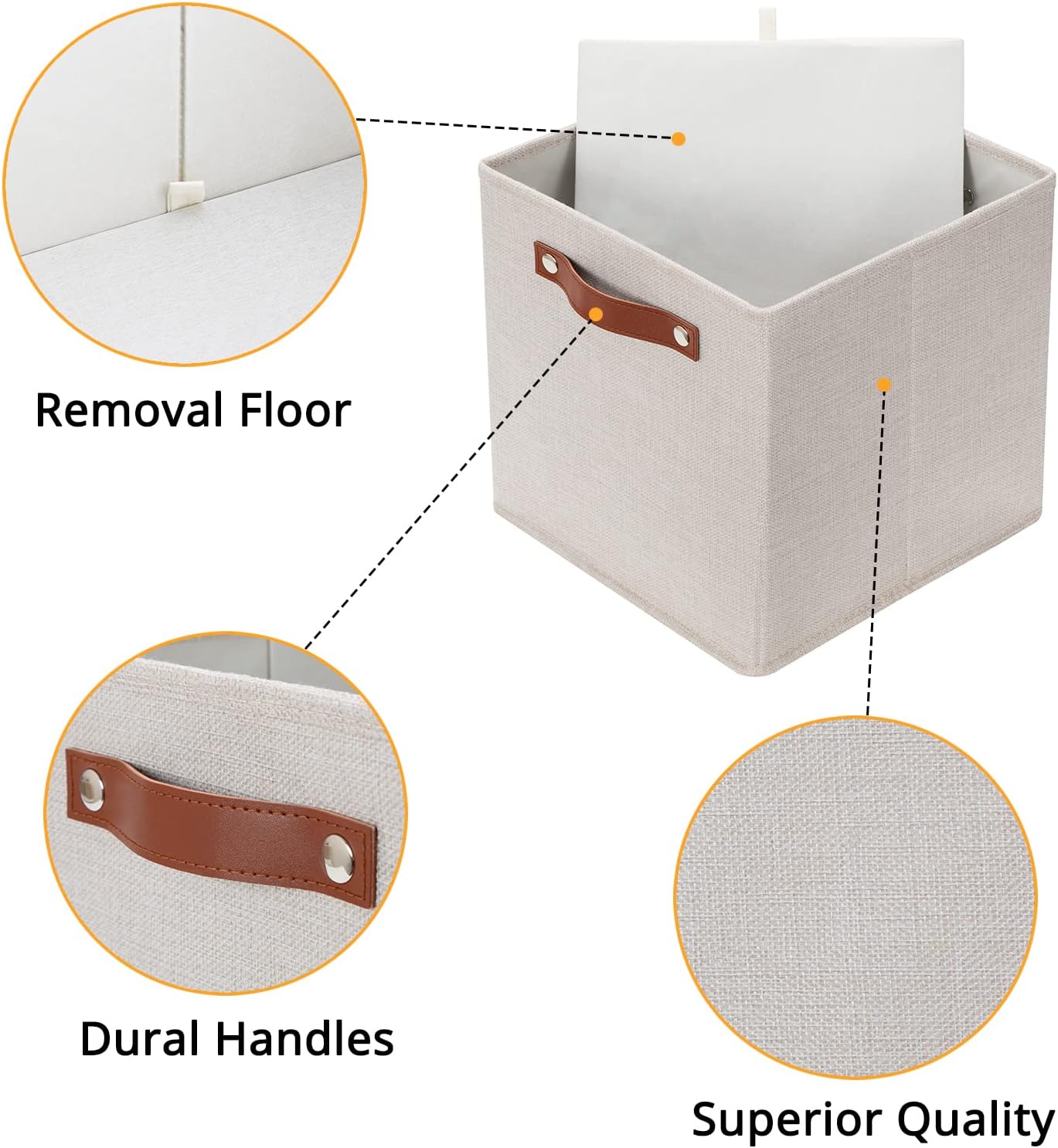 DULLEMELO Storage Boxes for Shelves Closet Storage,Sturdy Home Organization Bins for Gifts