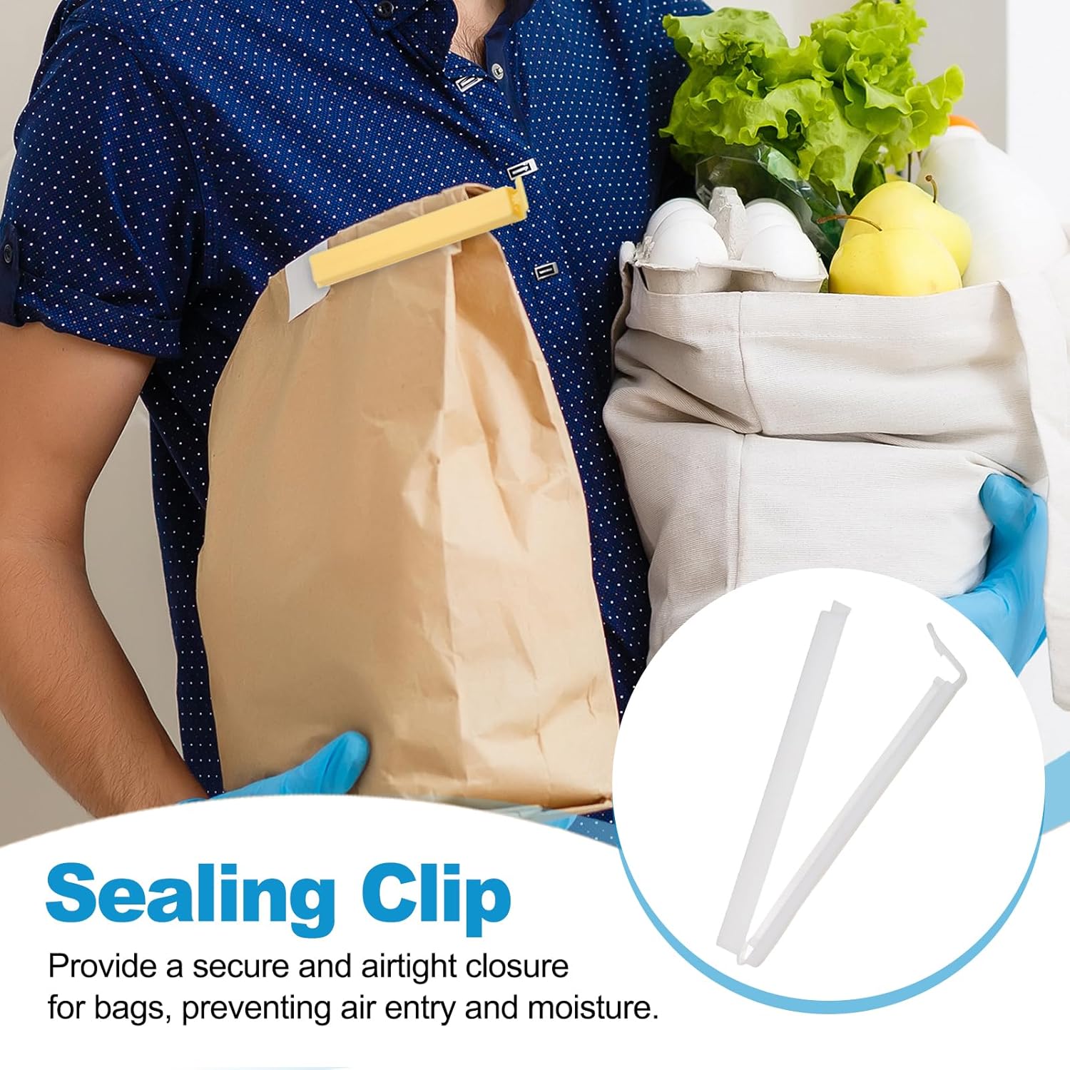 PATIKIL Sealing Clips 4.3 Inch, 10 Pack Reusable Plastic Bag Clip Clamp Sealer for Food Storage