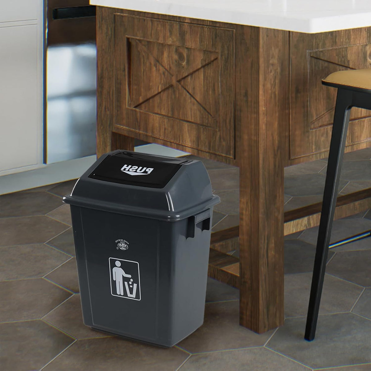 Readsky 6 Gallon Plastic Garbage Can Swing Lid, Trash Can Swing-Top, Swing Garbage Bin, 4 Packs