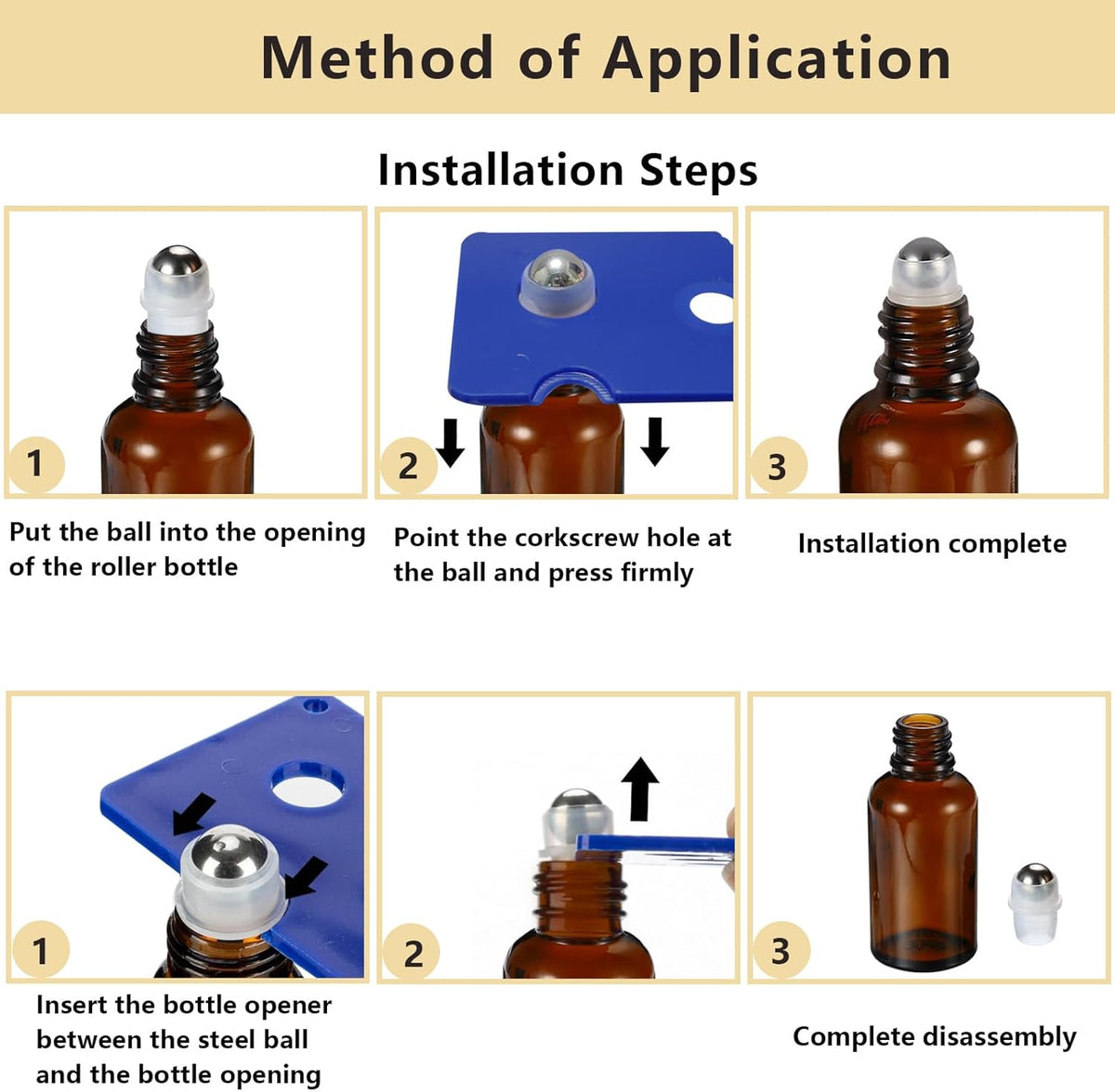 15ML Roller Bottles for Essential Oil, 4 Pack Empty Amber Glass Roller Bottle for Perfume Oil, Roll