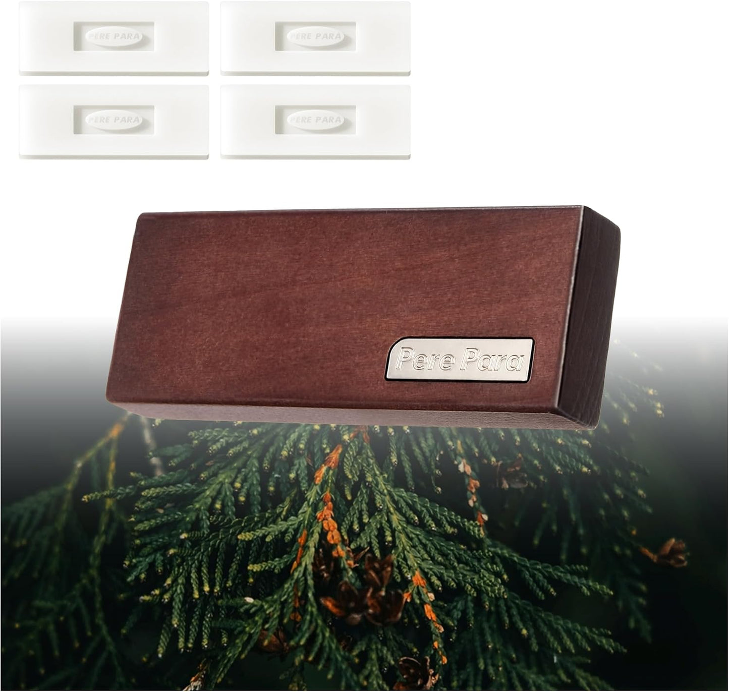 4 Refreshing Scent Bags Wood Car Air Freshener Vent Clip (DARKWOOD, Misty Grove)- Natural Scent