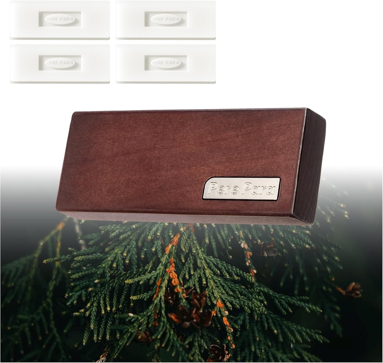 4 Refreshing Scent Bags Wood Car Air Freshener Vent Clip (DARKWOOD, Misty Grove)- Natural Scent