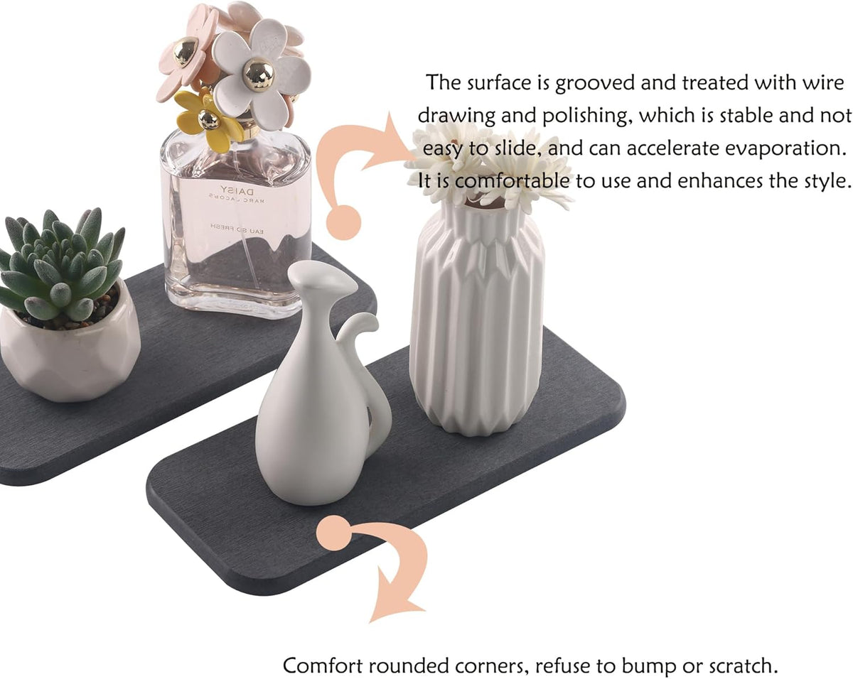 2 Pcs Water Absorbing Stone Trays, Kitchen/Bathroom Sink Soap Dish, Diatomite Tray Used for Hand