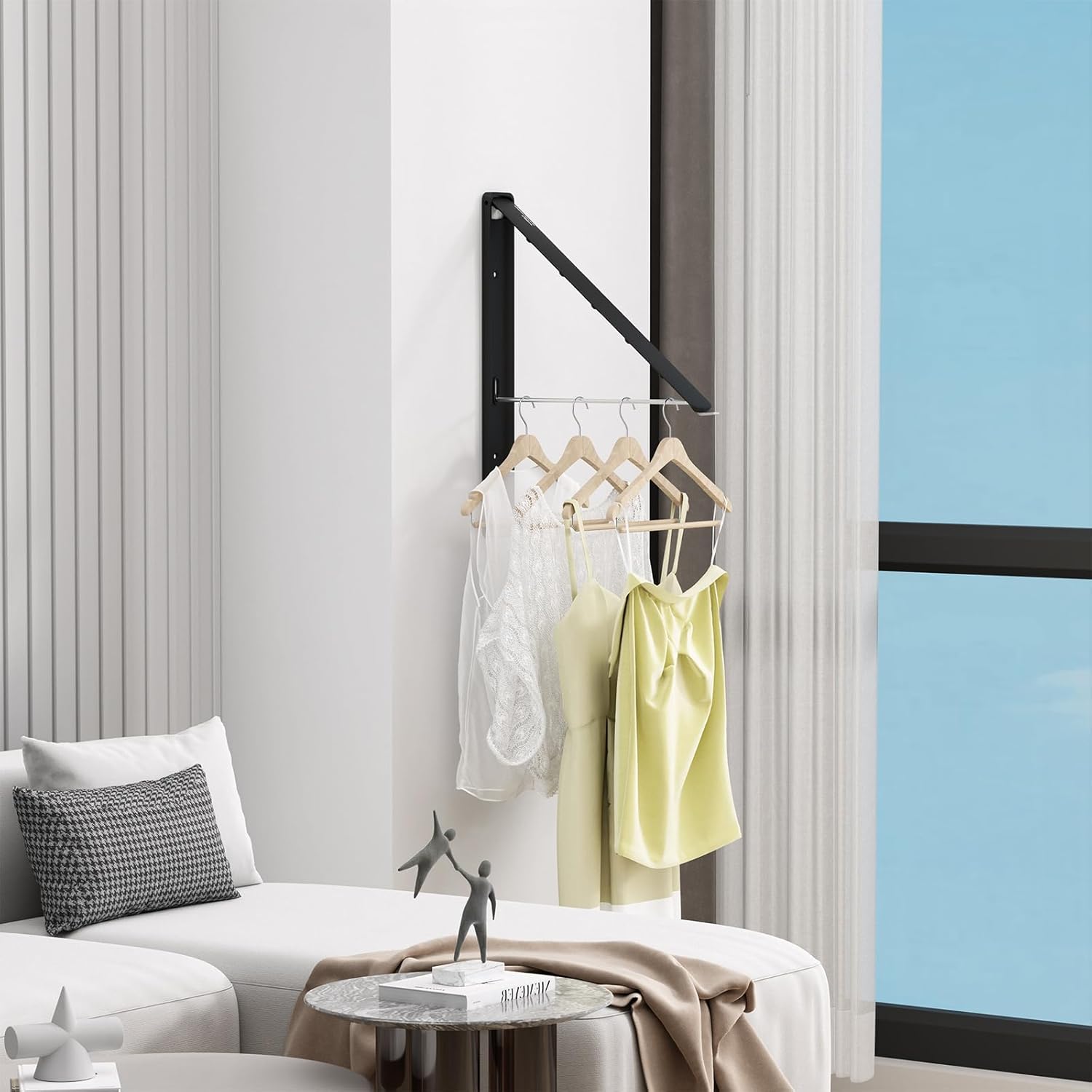 Clothes Drying Rack for Laundry Drying Rack Wall Mounted Clothes Hanger Rack Retractable Laundry