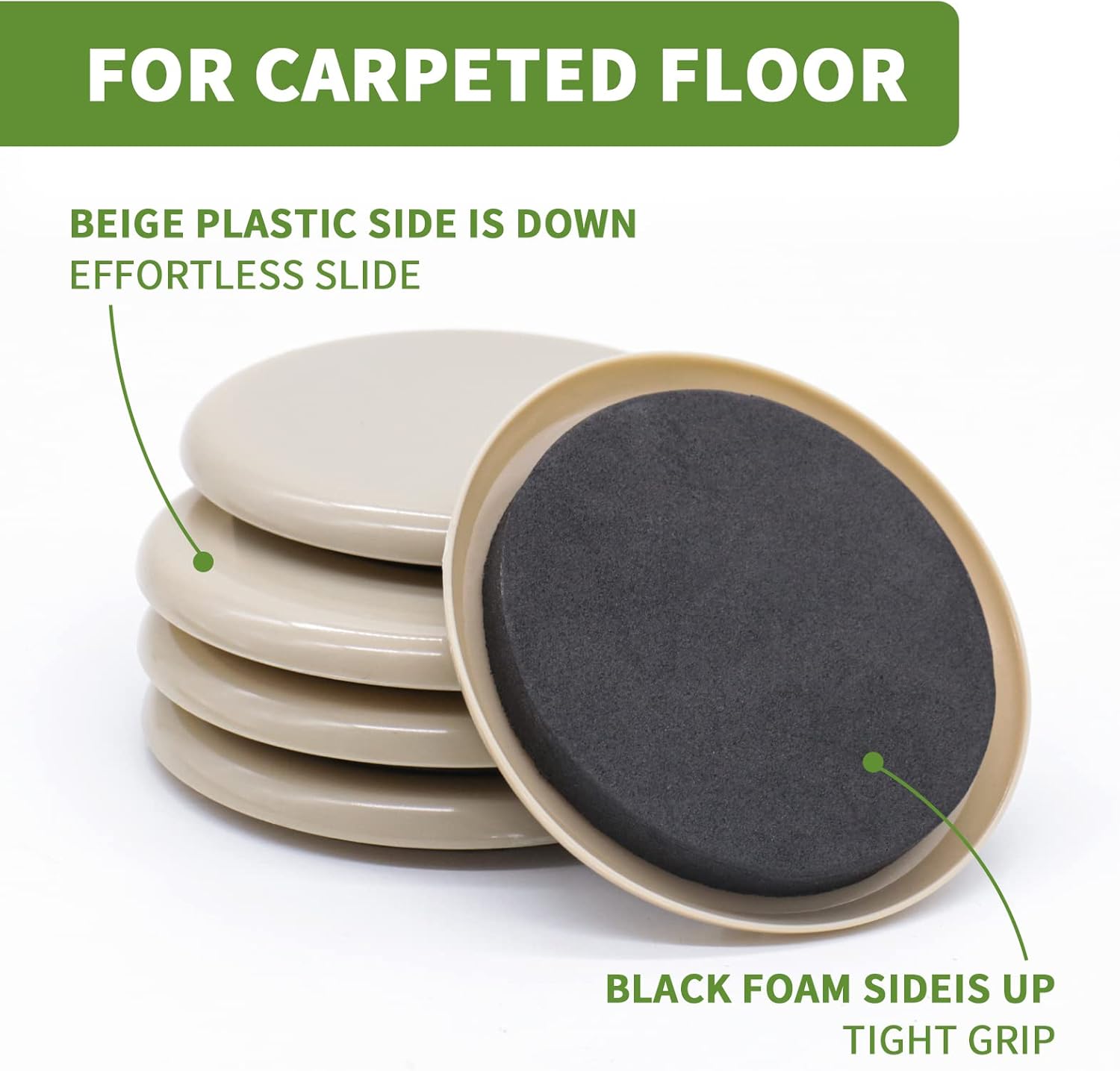 Furniture Sliders for Carpet 16PCS - 3 1/2 inch Sliders for Moving Furniture – Appliance Slider for