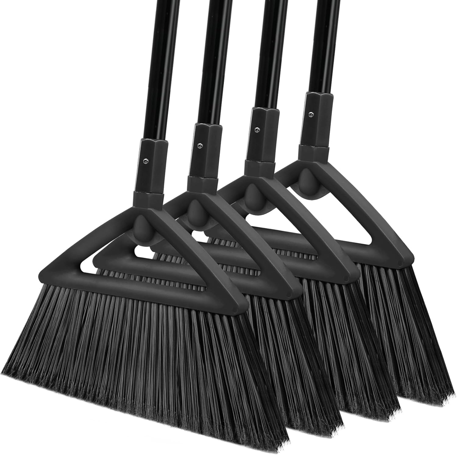 4PCS Heavy Duty Angle Broom, Long Pole Brooms for Indoor, Outdoor Sweeping, Kitchen to Courtyard