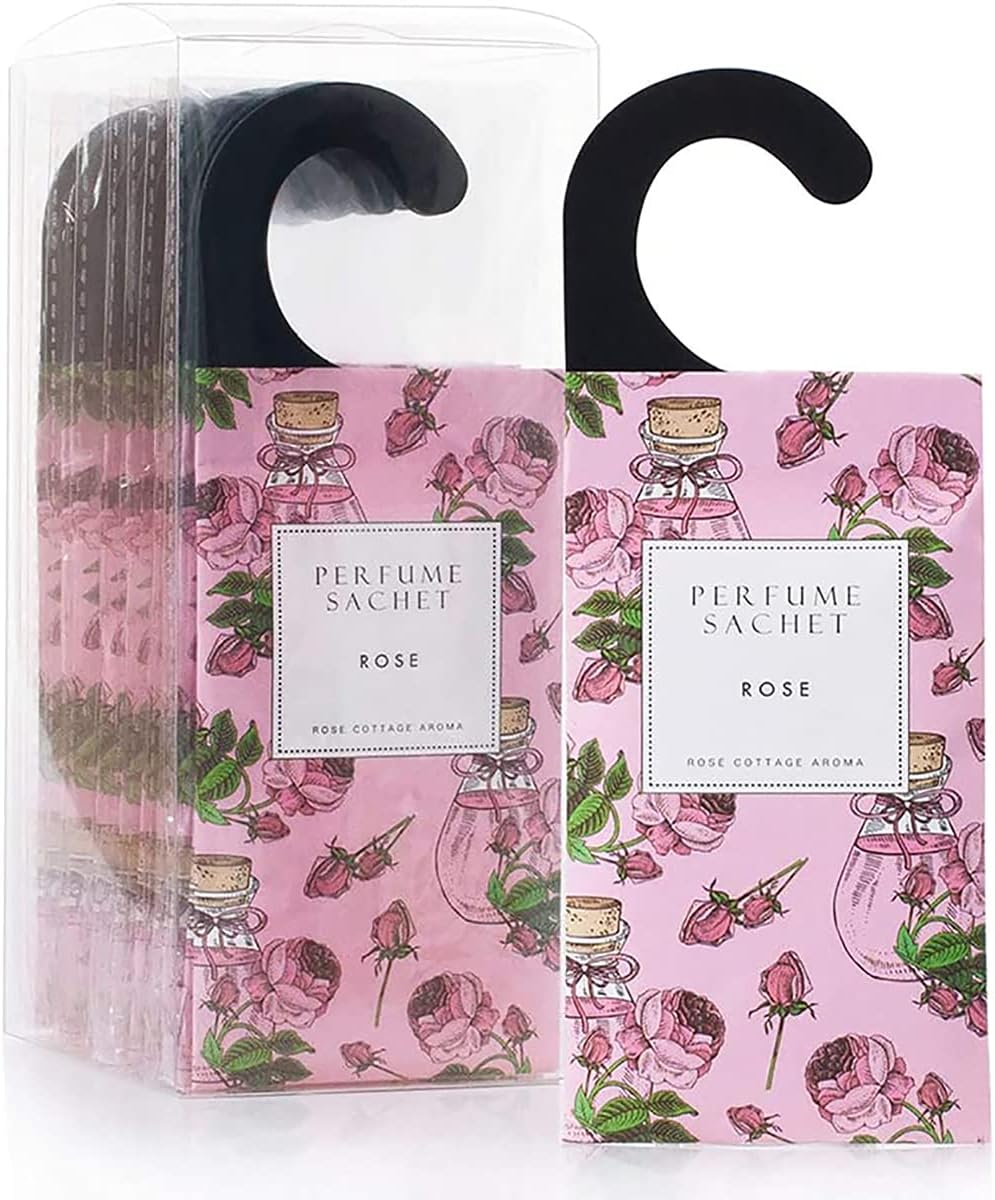 ROSE COTTAGE Large 12 Packs Rose Hanging Closet Deodorizer Air Freshener Long Lasting Scented