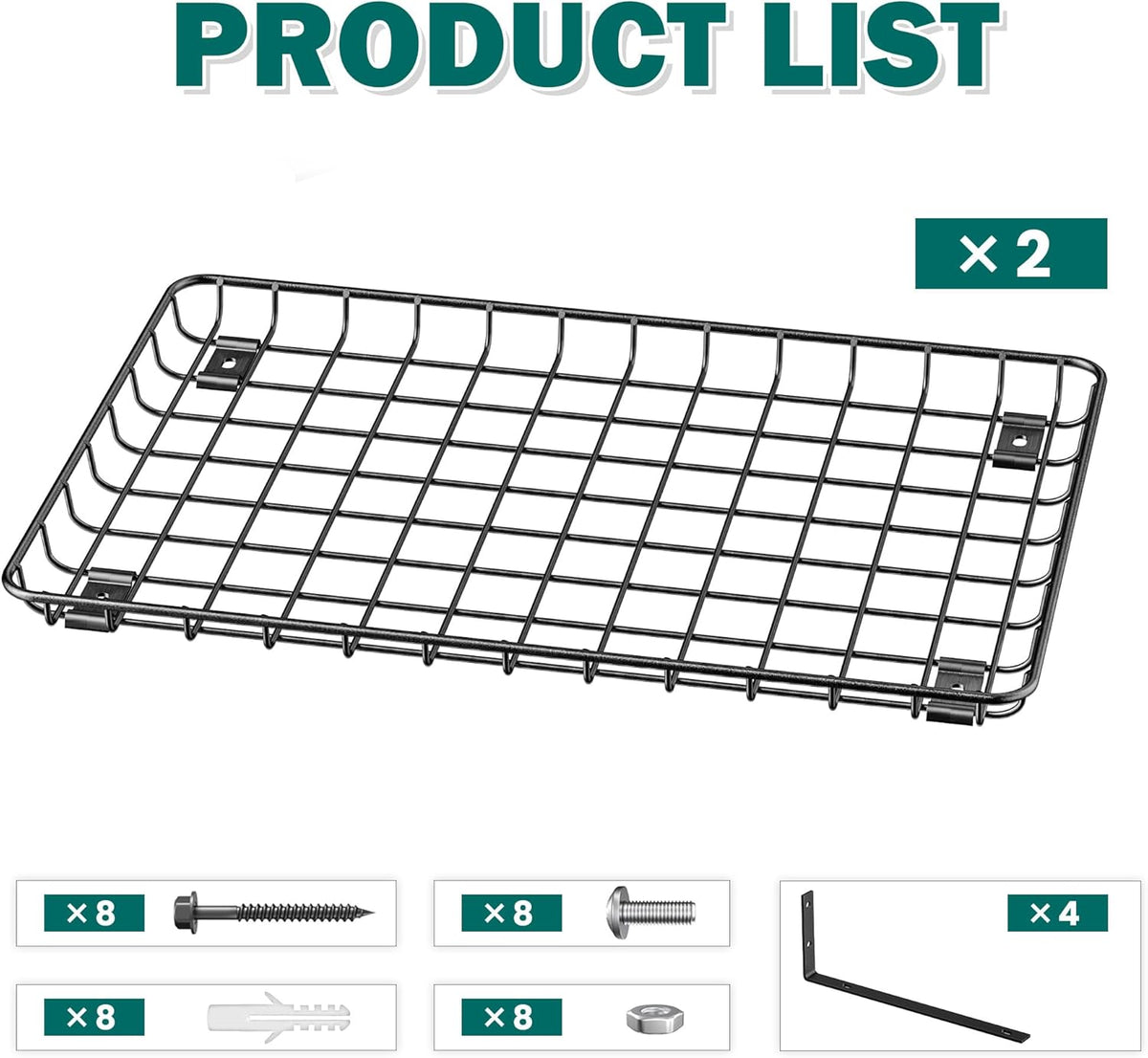 EVERHANGER Garage Wall Shelves 12x18 Inch, Wall Mounted Storage Shelf, Metal Shelf Rack, Heavy-Duty