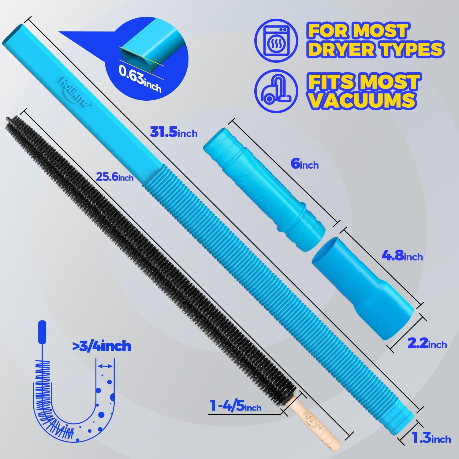 Holikme 2 Pieces Dryer Vent Cleaner Kit, Dryer Lint Vacuum Attachment and Flexible Dryer Lint