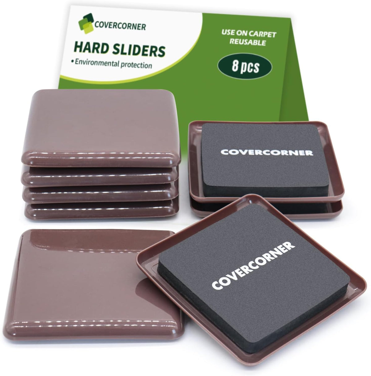 Furniture Sliders for Carpet 8 PCS - 3 1/2 inch Furniture Moving Slider Chair Legs Floors