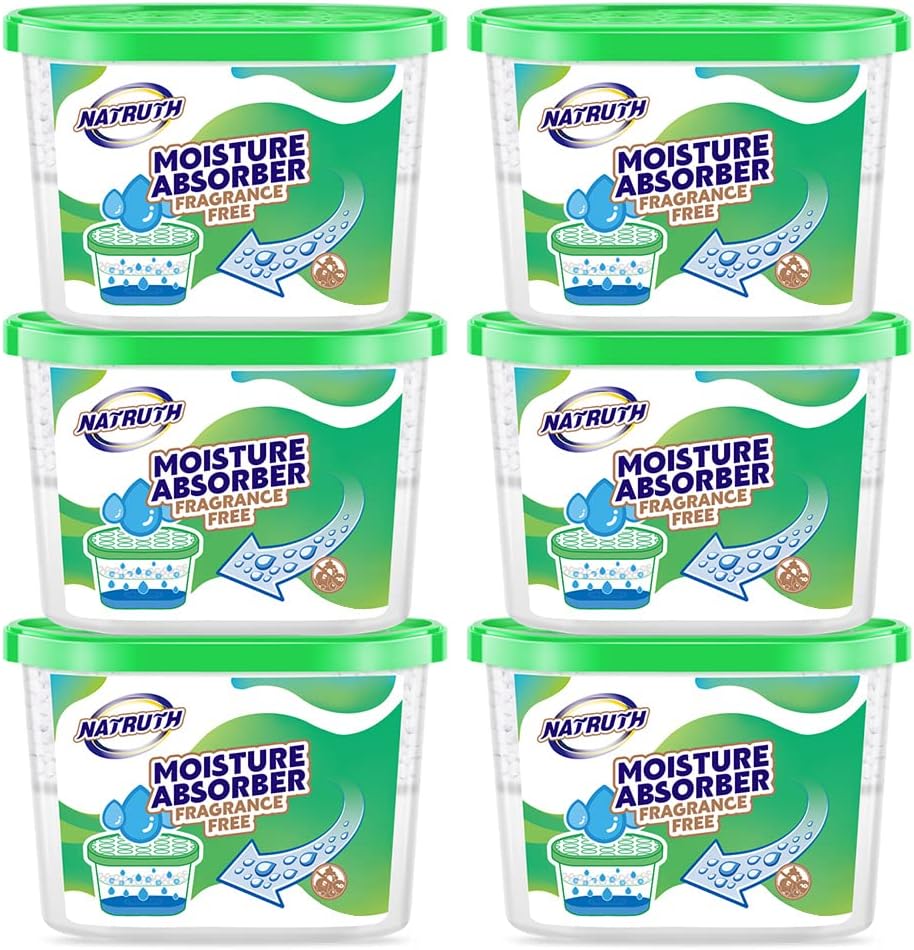 NATRUTH Moisture Absorber boxes, Unscented 500ml(6 PACKS)*10.5OZ Closet Dehumidifier, Eradicate