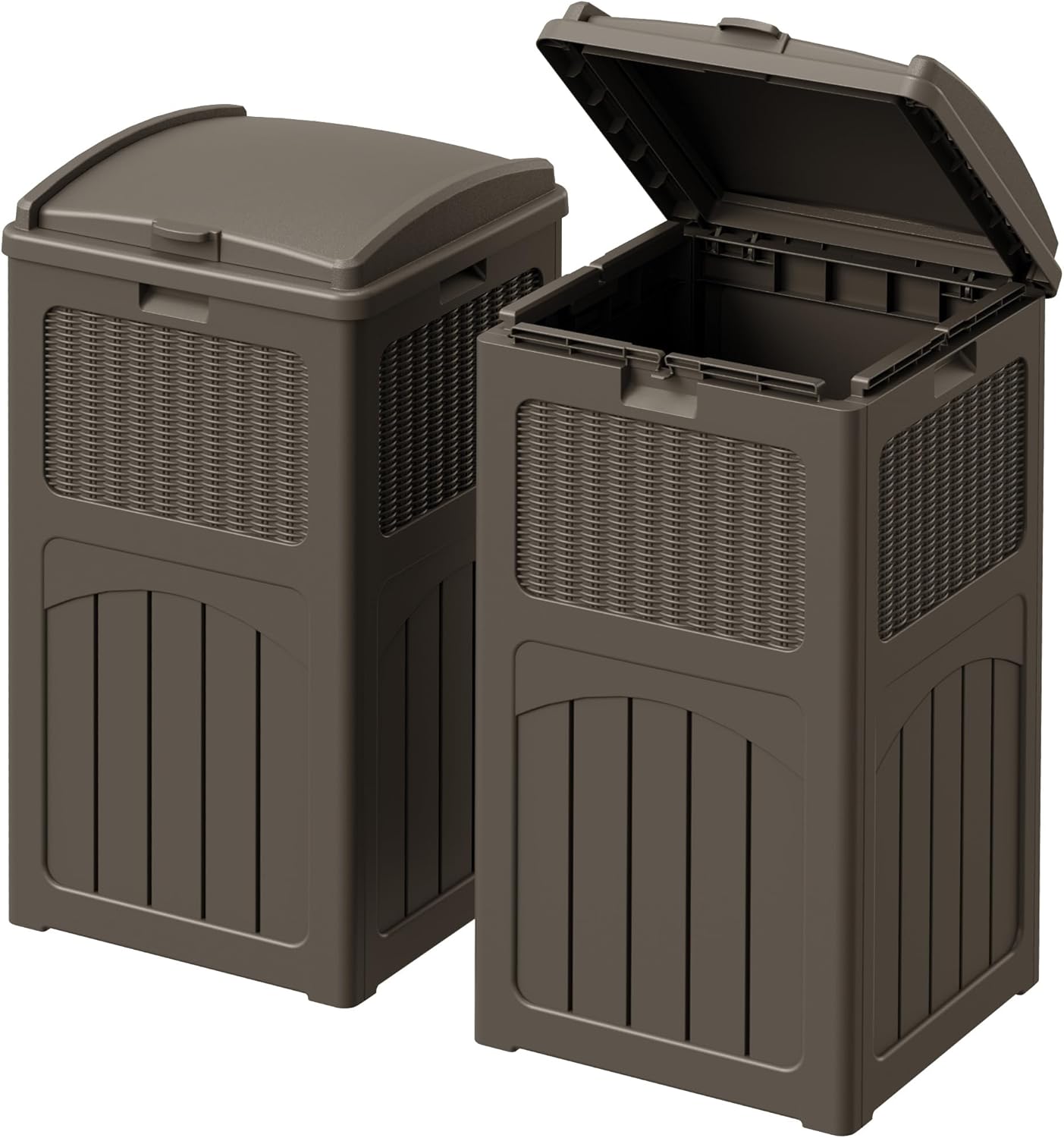 Devoko 33 Gallon Outdoor Trash Can with Dual Lid, Heavy Duty Waterproof Resin Garbage Bins Outside