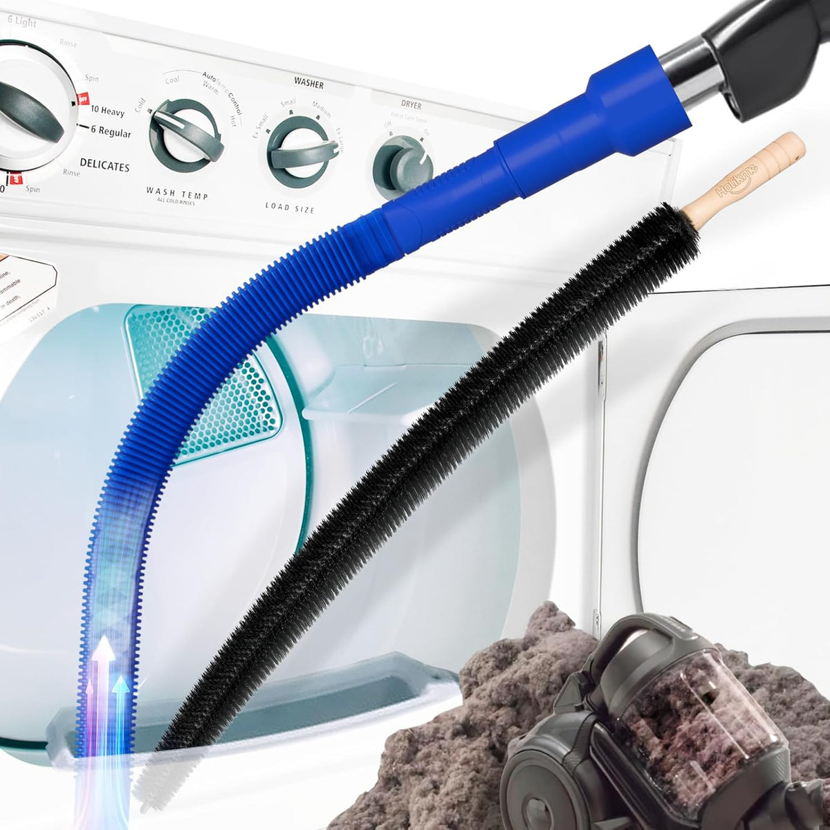 Holikme 2 Pieces Dryer Vent Cleaner Kit, Dryer Lint Vacuum Attachment and Flexible Dryer Lint