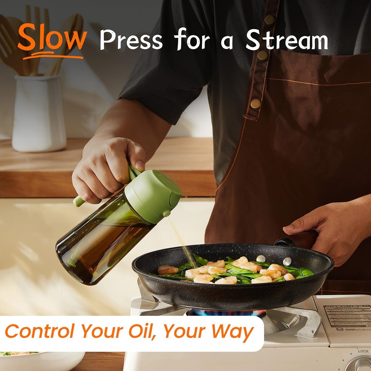 TrendPlain - Original 16oz/470ml Olive Oil Dispenser Bottle for Kitchen Gadgets and Air Fryer