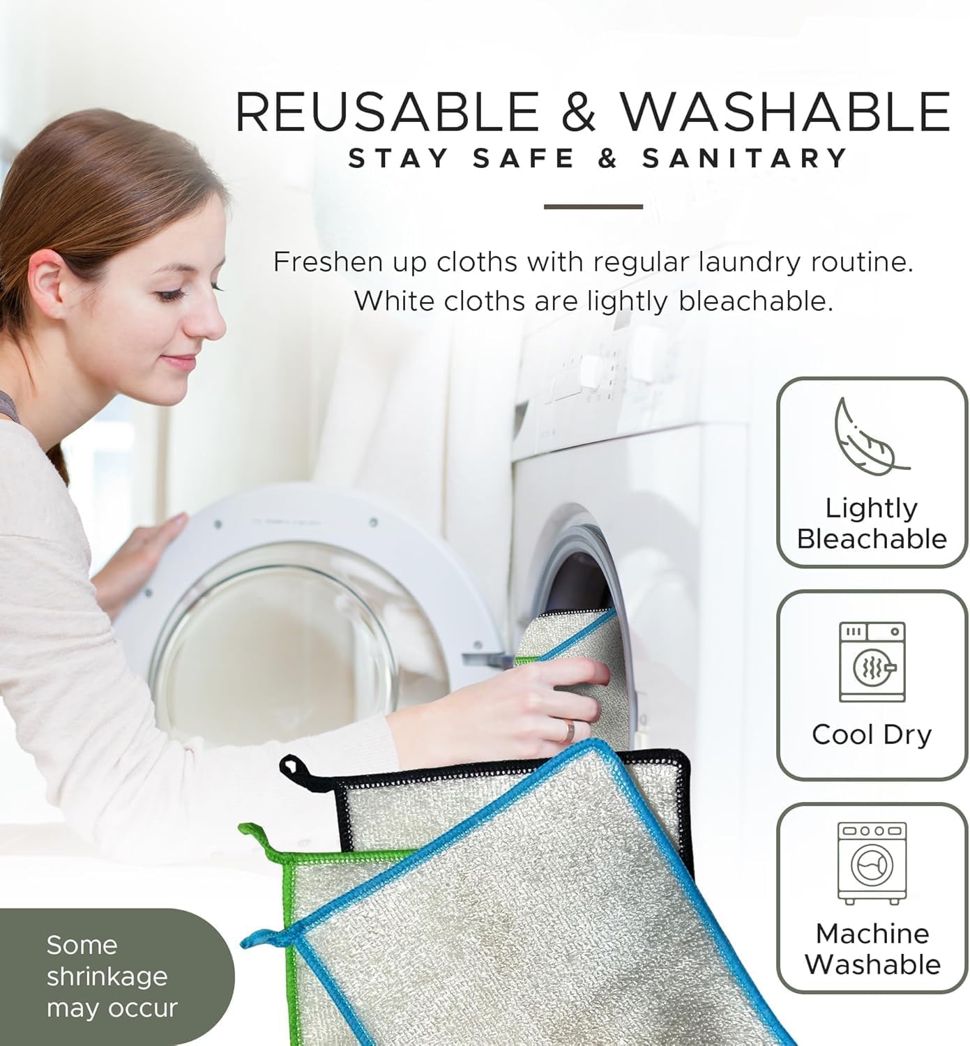 Whiffkitch Dishcloths Dishrags for Kitchen and Household Cleaning 6x7 3-Pack Non-Scratch 2-Ply