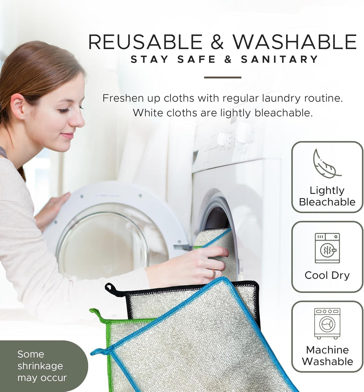 Whiffkitch Dishcloths Dishrags for Kitchen and Household Cleaning 6x7 3-Pack Non-Scratch 2-Ply