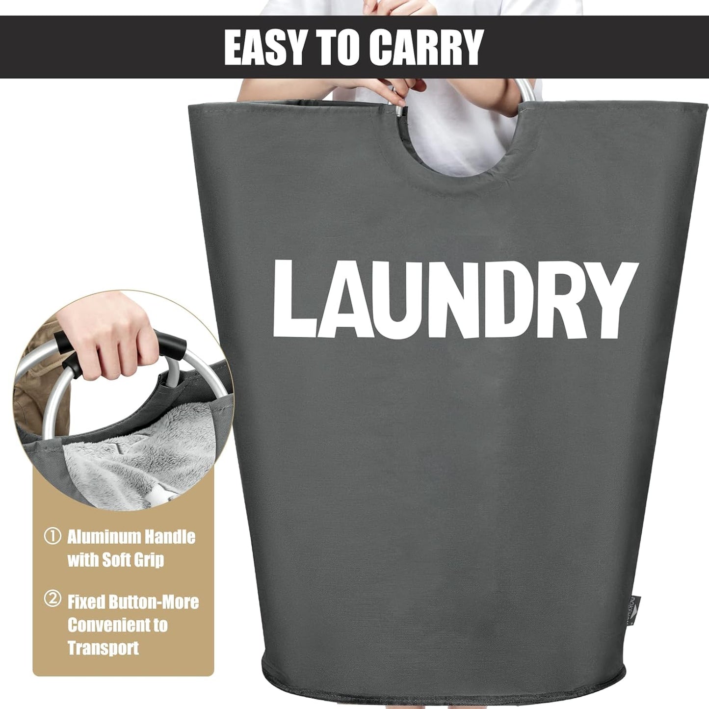 DOKEHOM 160L XX-Large Laundry Basket (7 Colors), Collapsible Laundry Bag, Foldable Laundry Hamper
