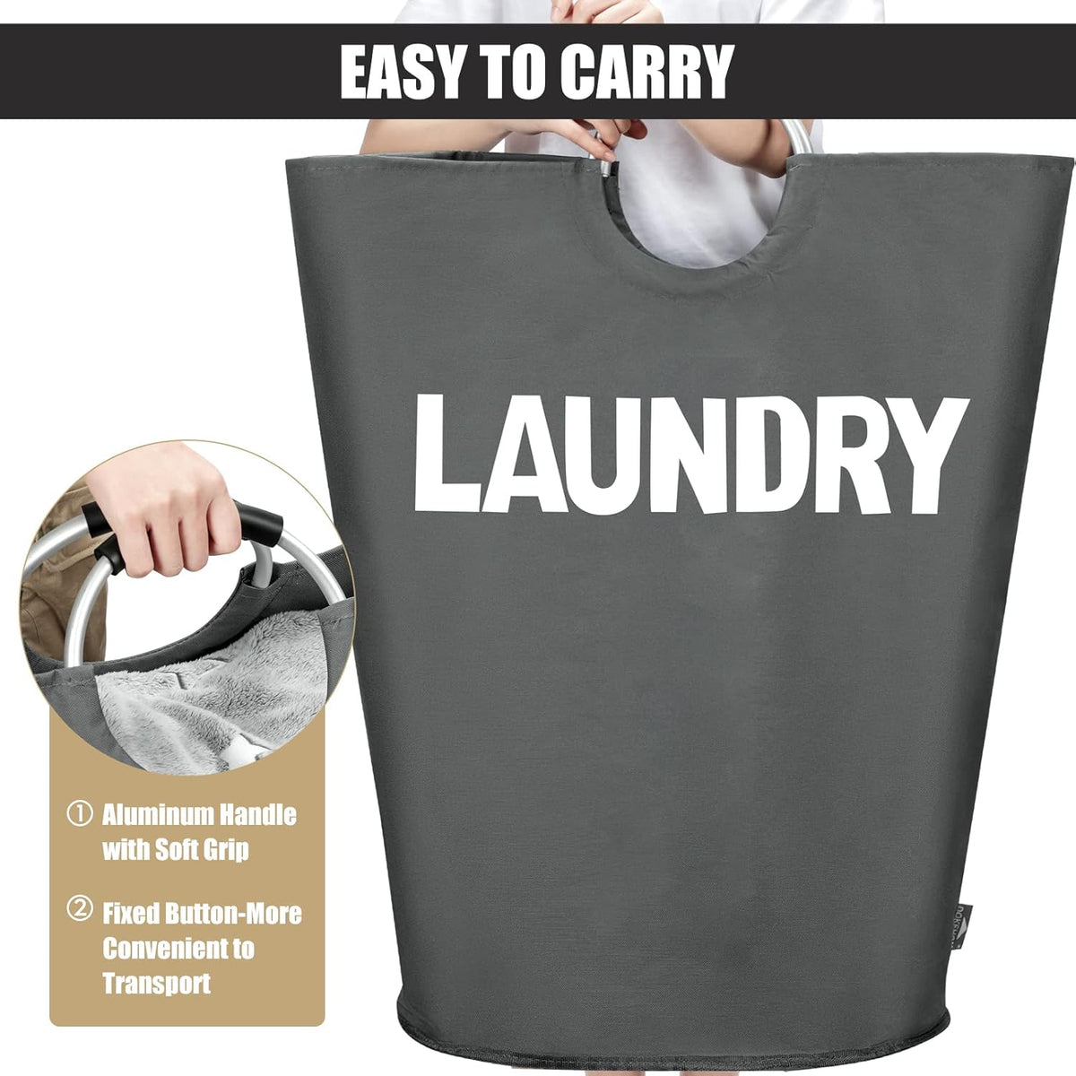 DOKEHOM 160L XX-Large Laundry Basket (7 Colors), Collapsible Laundry Bag, Foldable Laundry Hamper