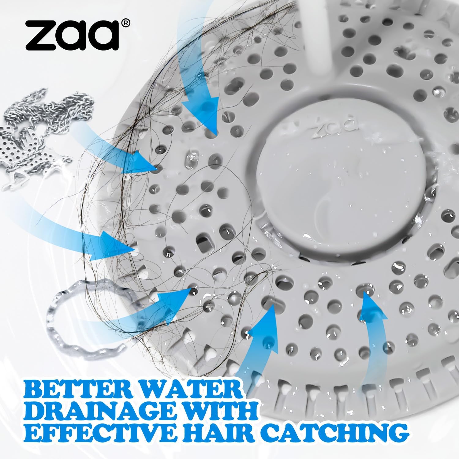 zaa Shower Drain Hair Catcher, 2 Pack Premium Silicone Drain Protector & Shower Drain Cover, Shower