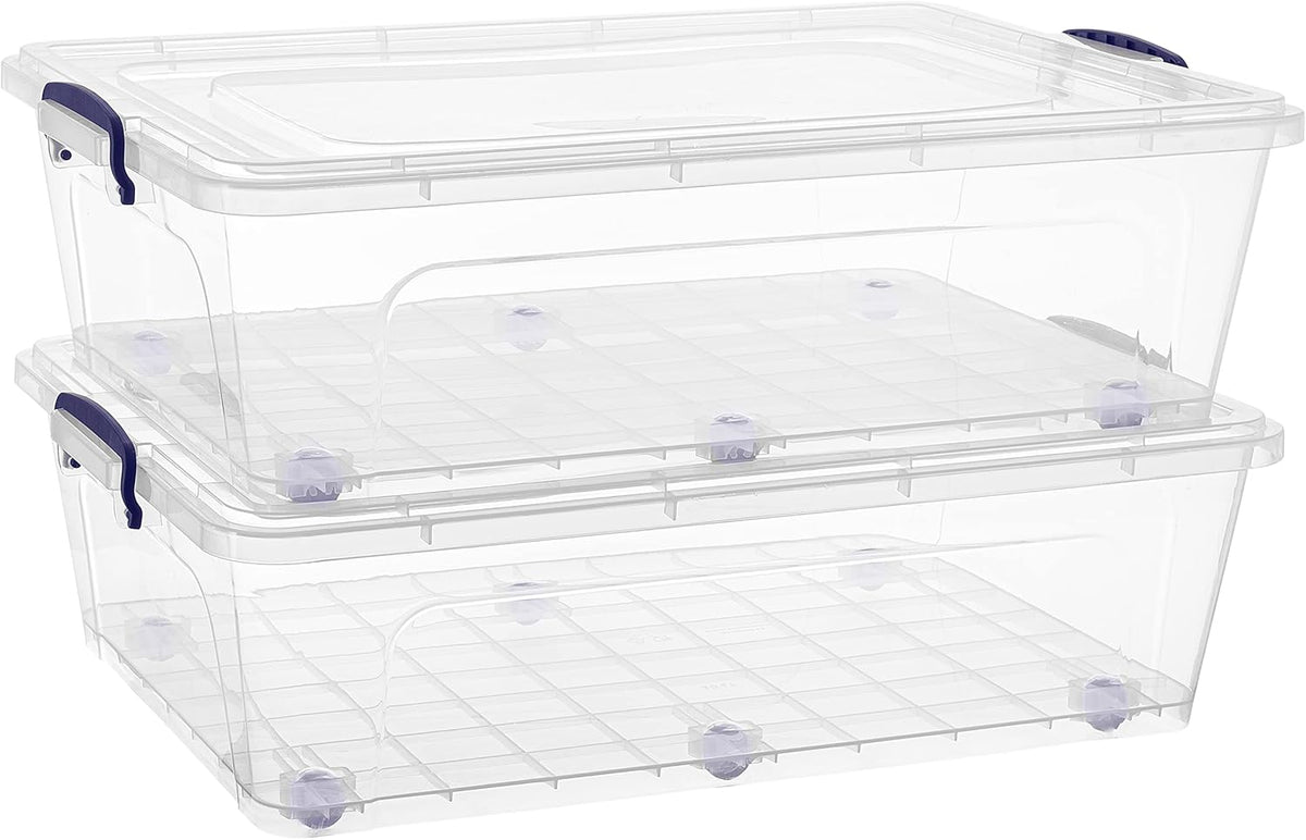 Superio Storage Bins with Lids, Clear Plastic Containers for Organizing, Stackable Totes, BPA Free