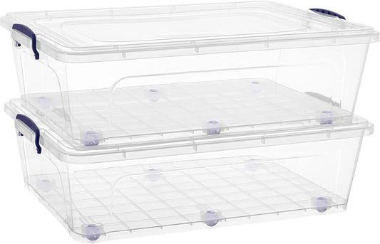 Superio Storage Bins with Lids, Clear Plastic Containers for Organizing, Stackable Totes, BPA Free